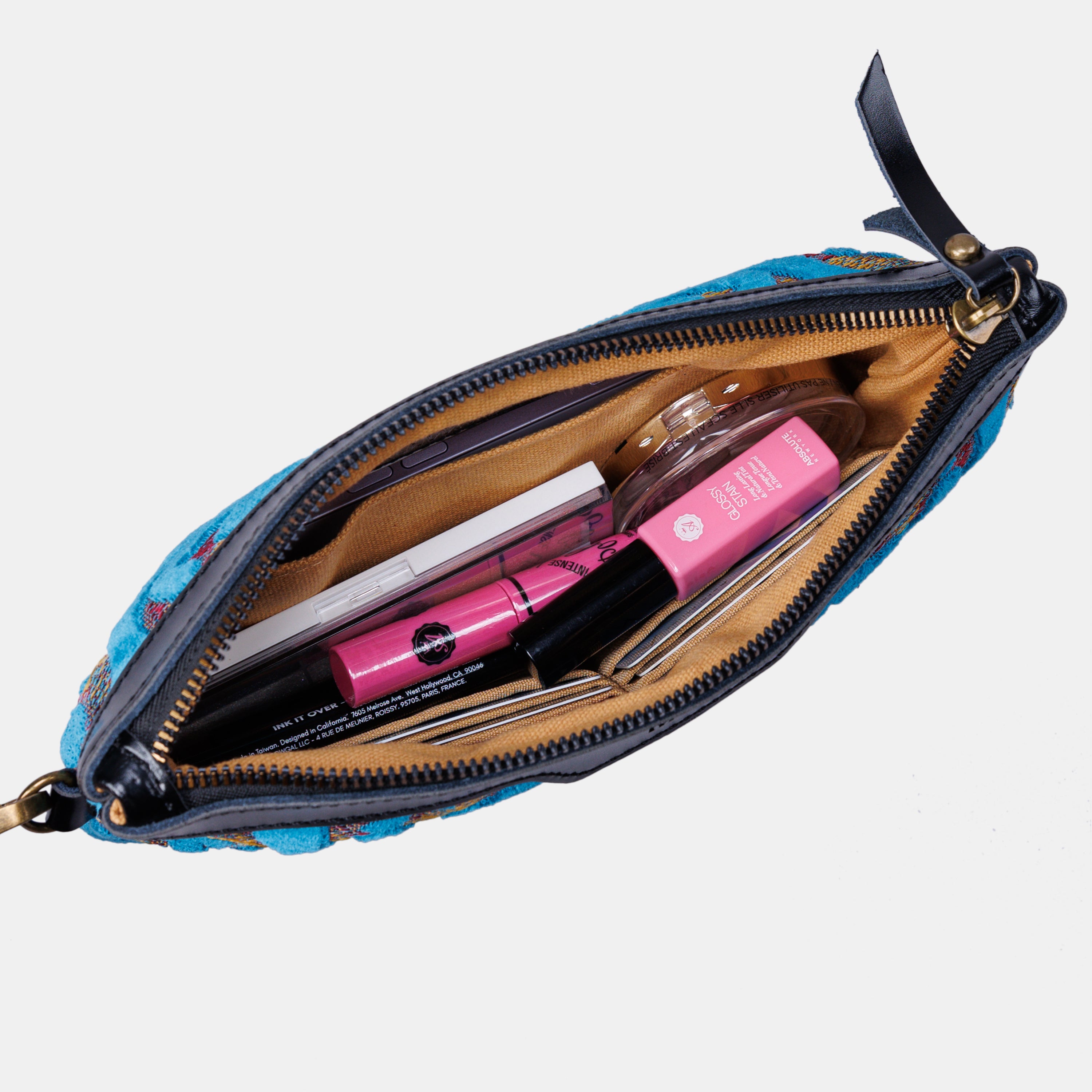 Burnout Velvet Aqua Blue carpet bag MCW Handmade-4