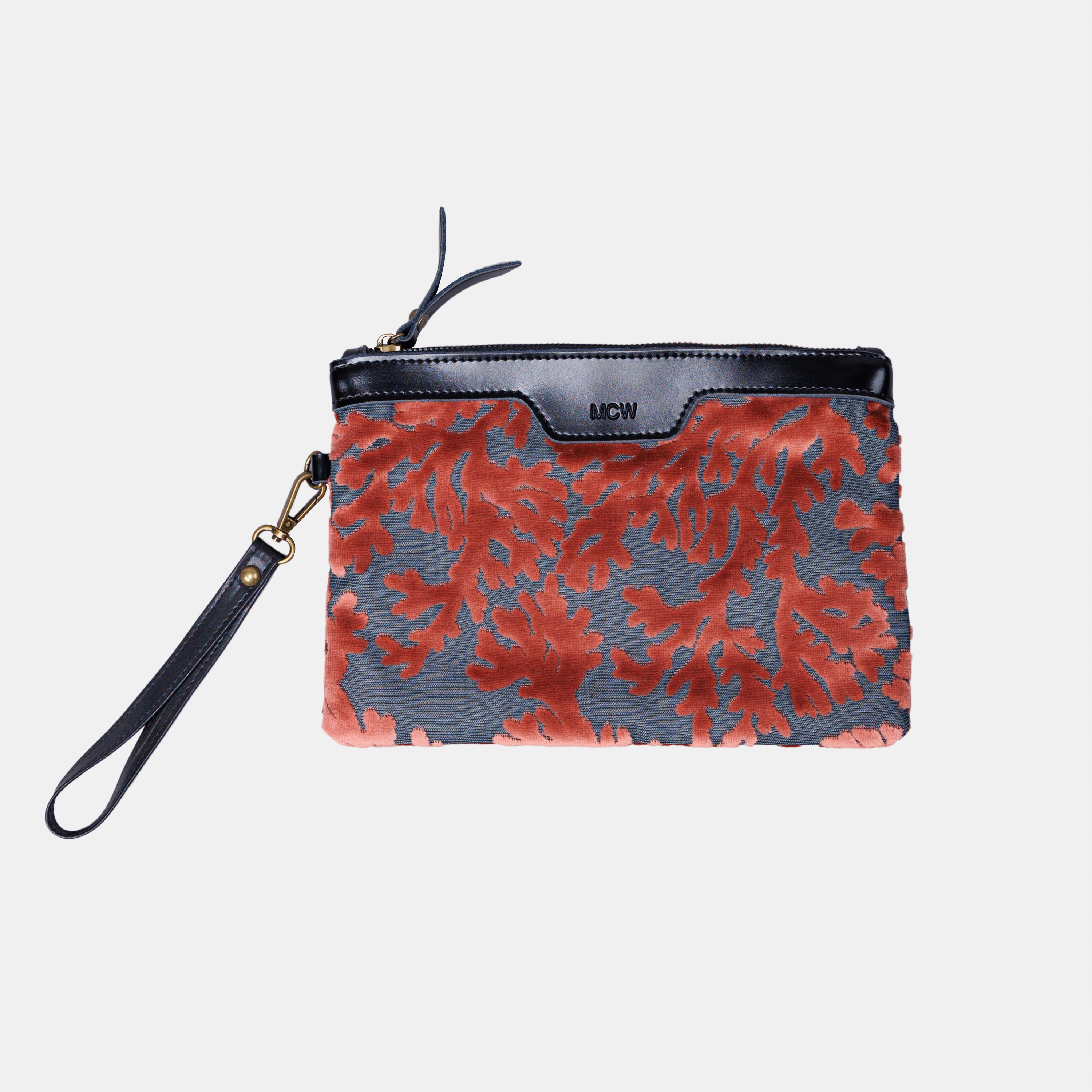 St Tropez Scuba Coral Wristlet Clutch carpet bag MCW Handmade