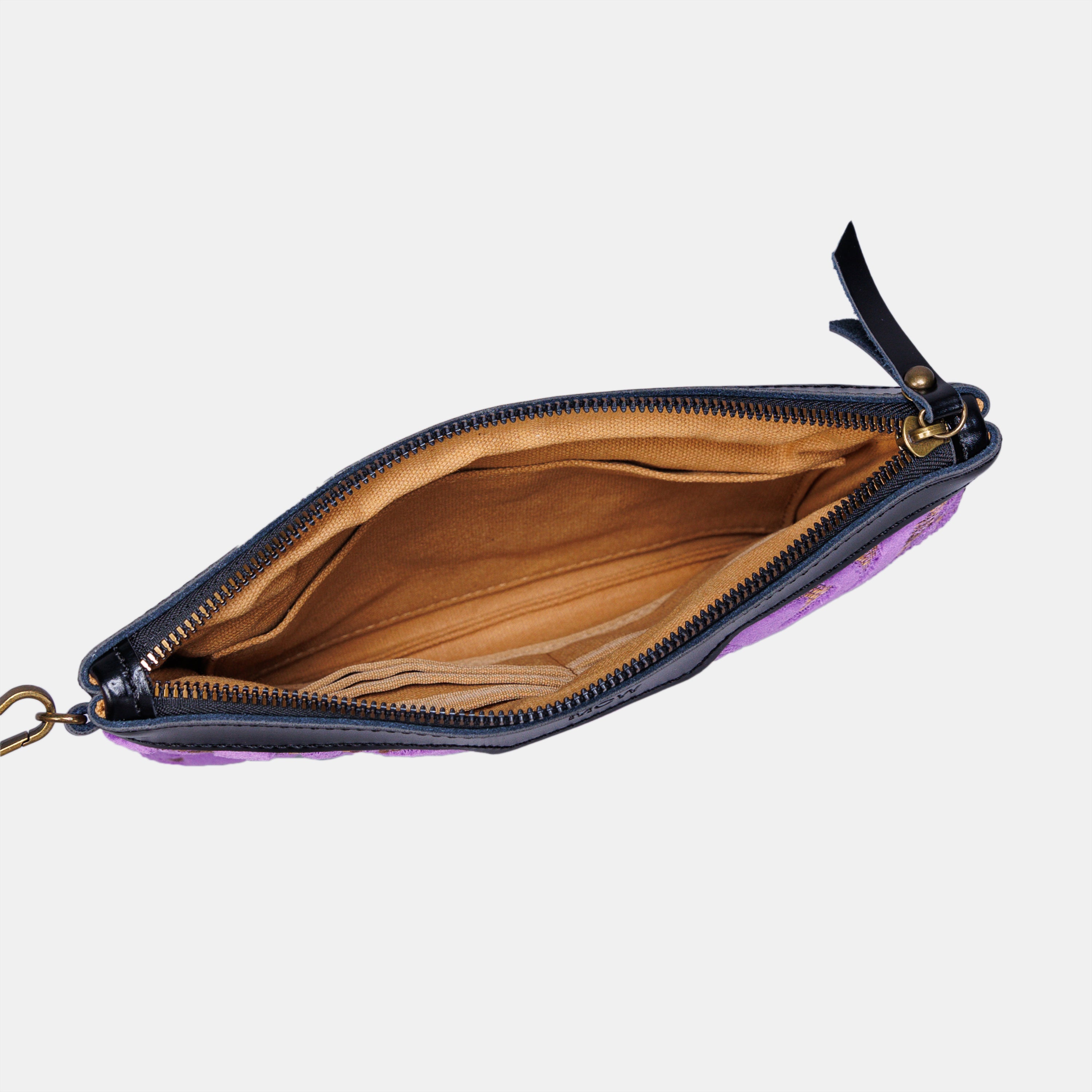 Burnout Velvet Purple Wristlet Clutch carpet bag MCW Handmade-5