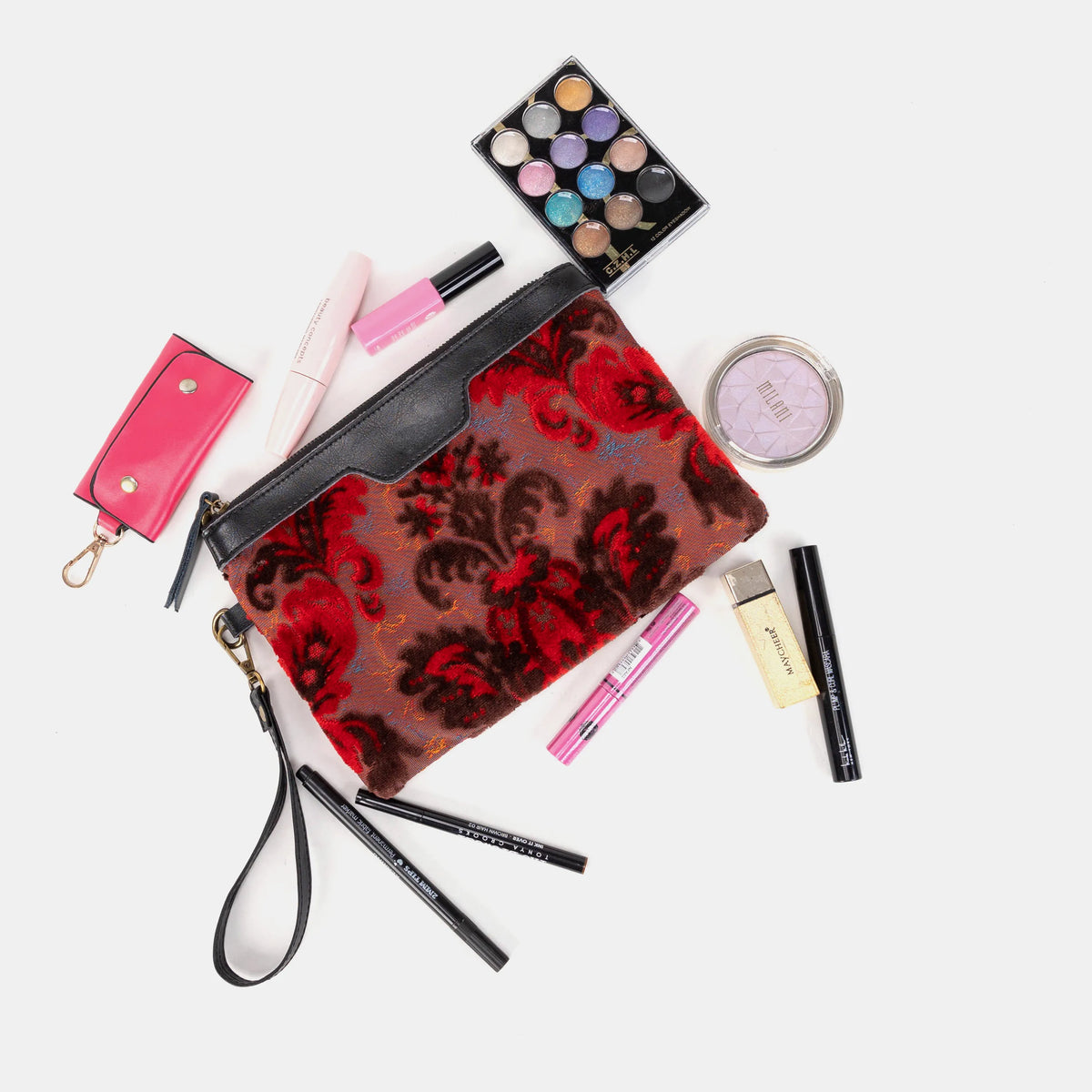 Burnout Velvet Revival Scarlet Wristlet Clutch Carpetbag of America capacity