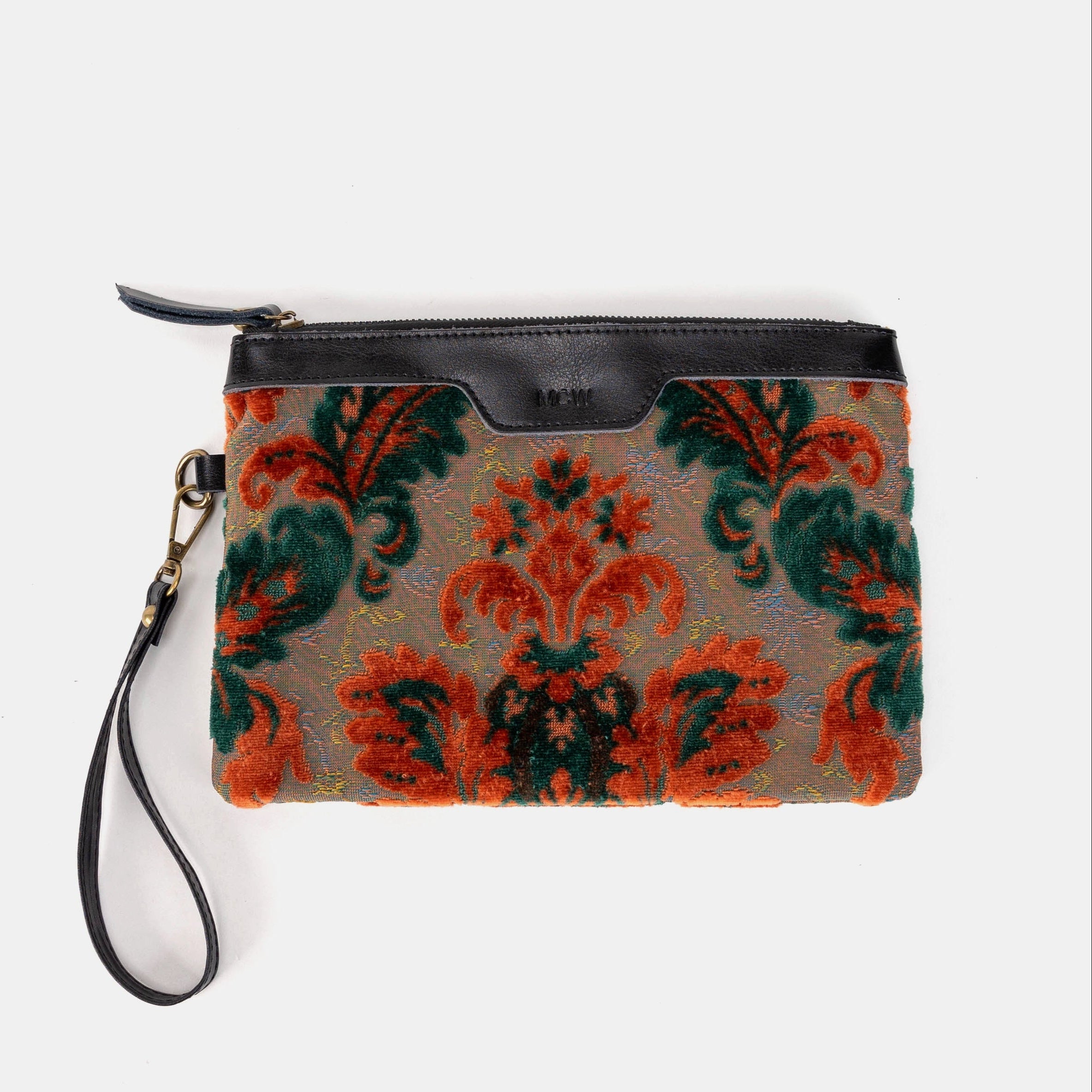 Burnout Velvet Revival Jade Wristlet Clutch