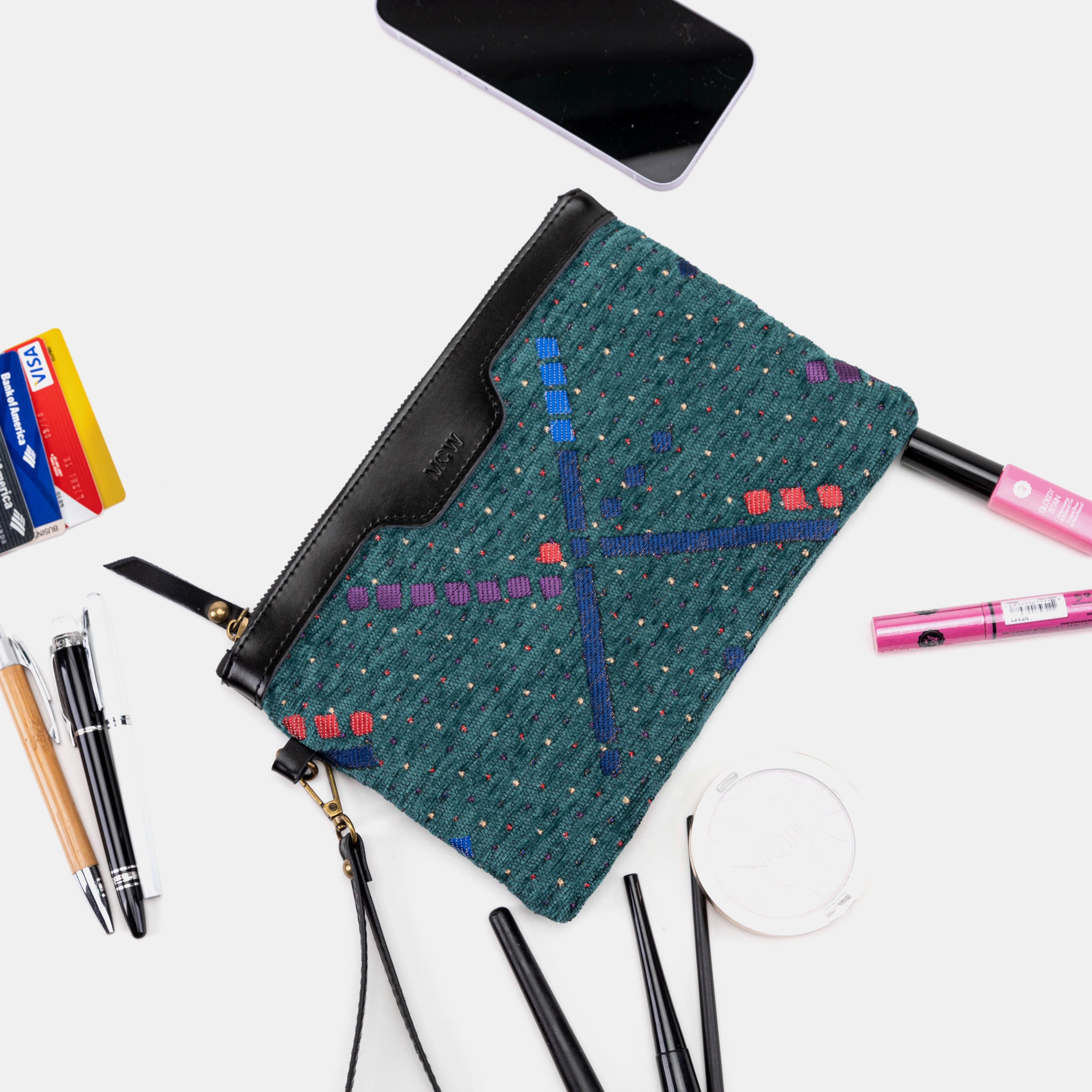 PDX Portland Airport Wristlet Clutch in use