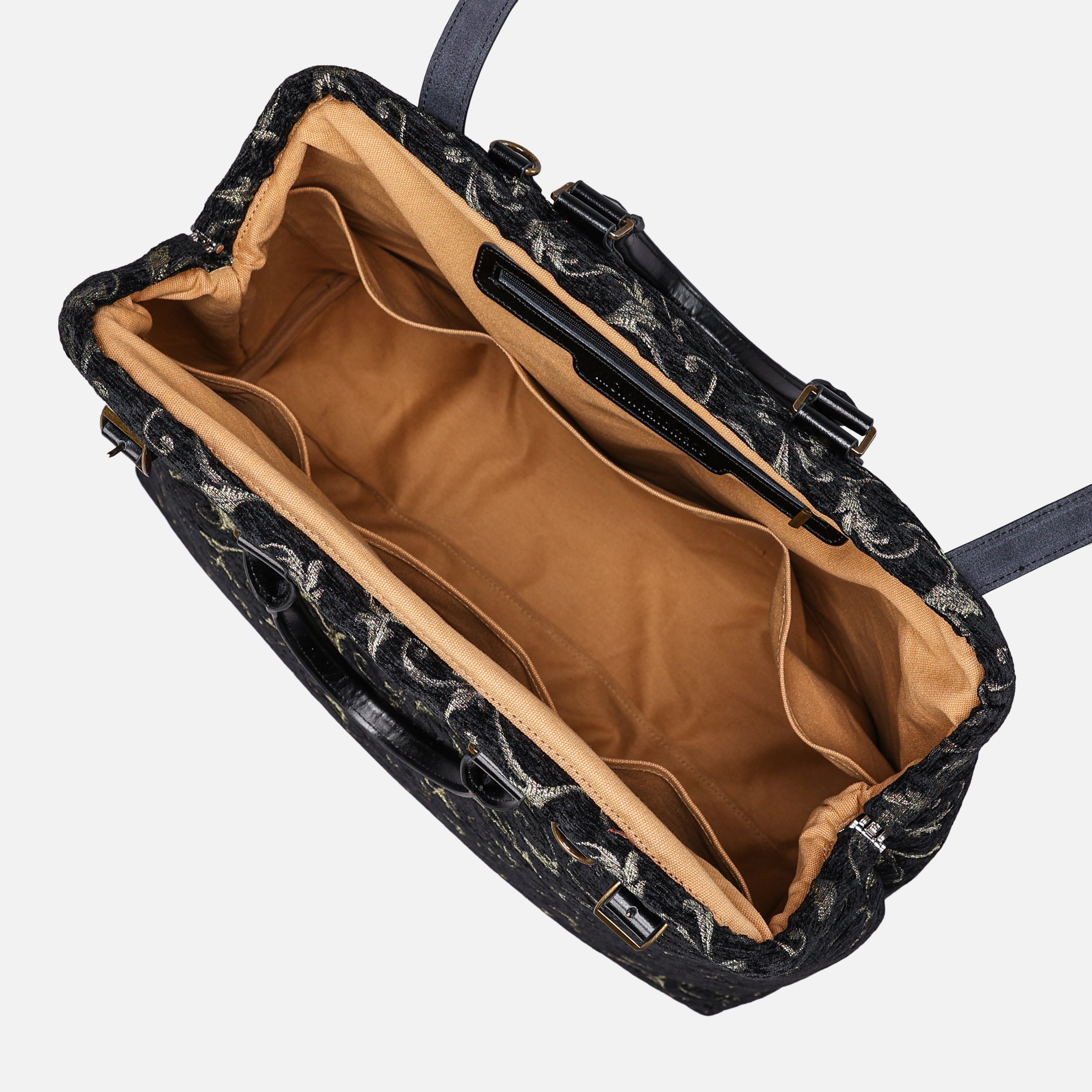 Vintage Scroll Black Men's Carpetbag carpet bag MCW Handmade-7