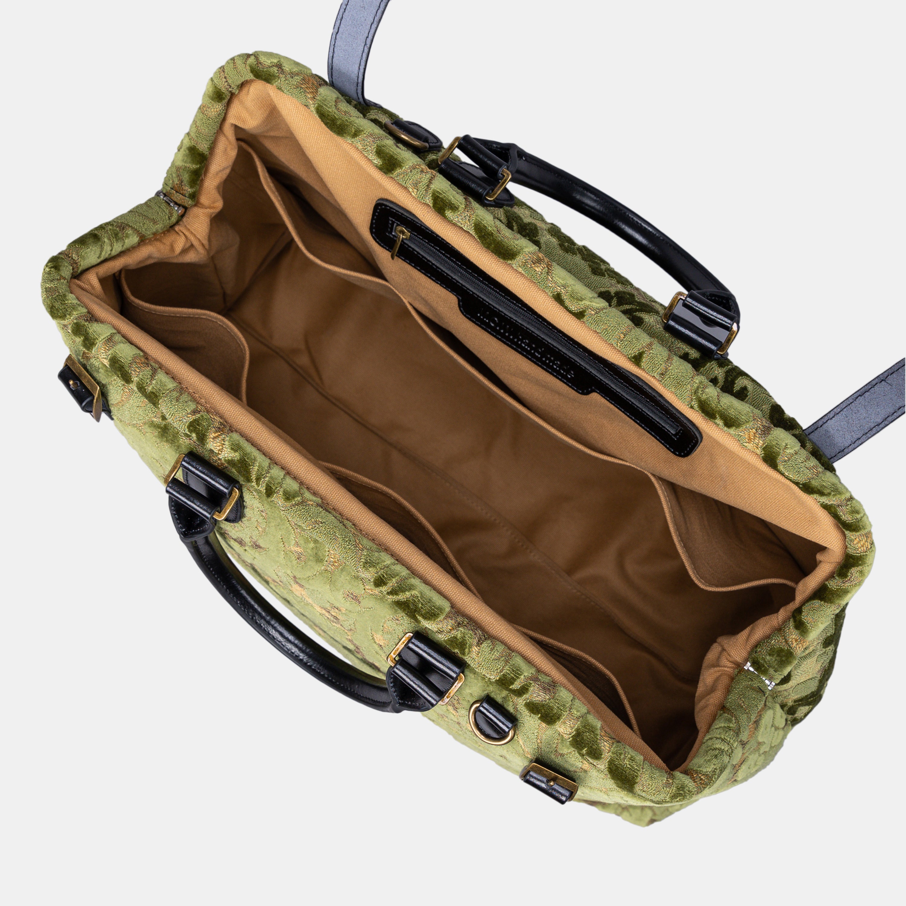 Burnout Velvet Fern Green Men's Carpetbag carpet bag MCW Handmade-6