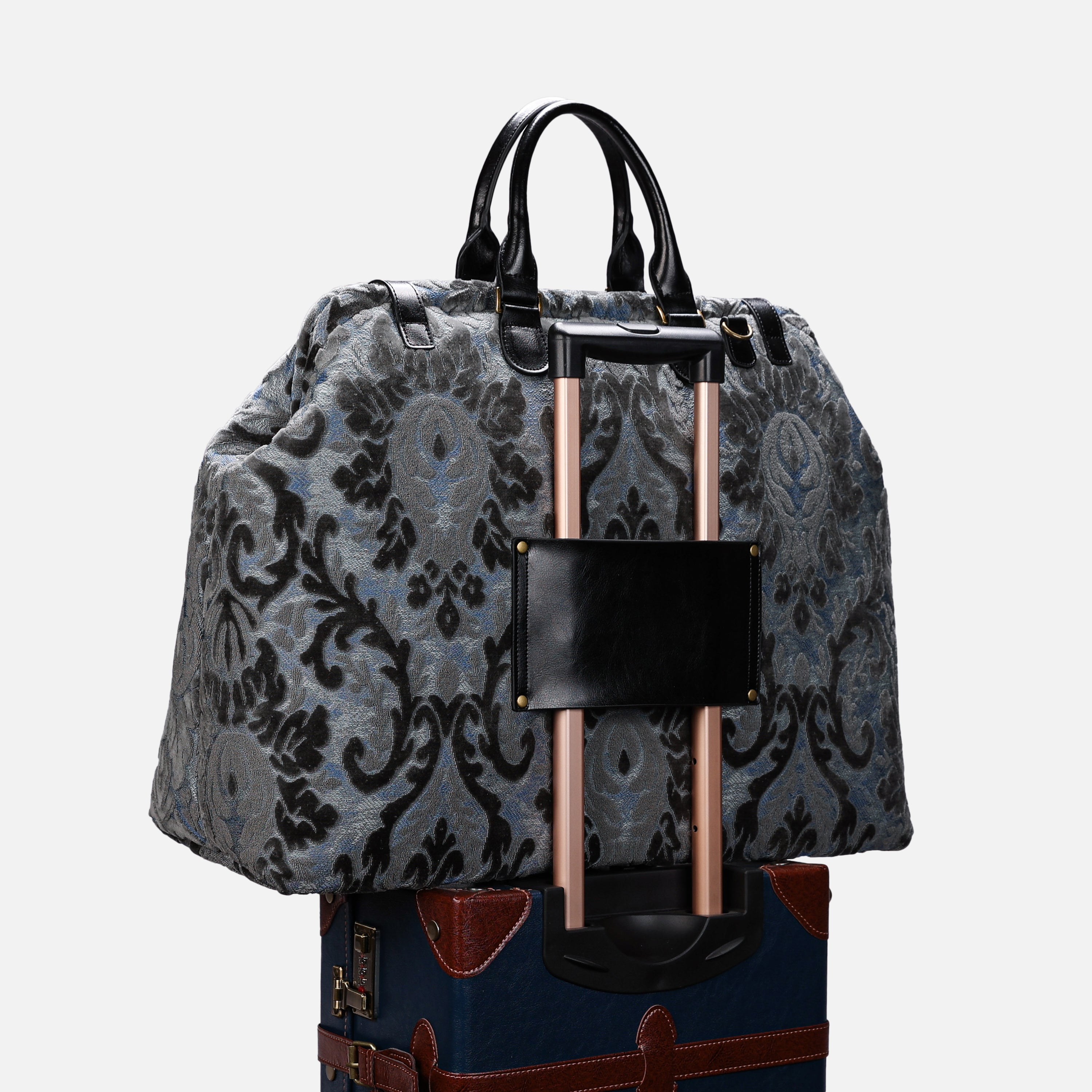 Damask Steel Blue Men's Carpetbag carpet bag MCW Handmade-6