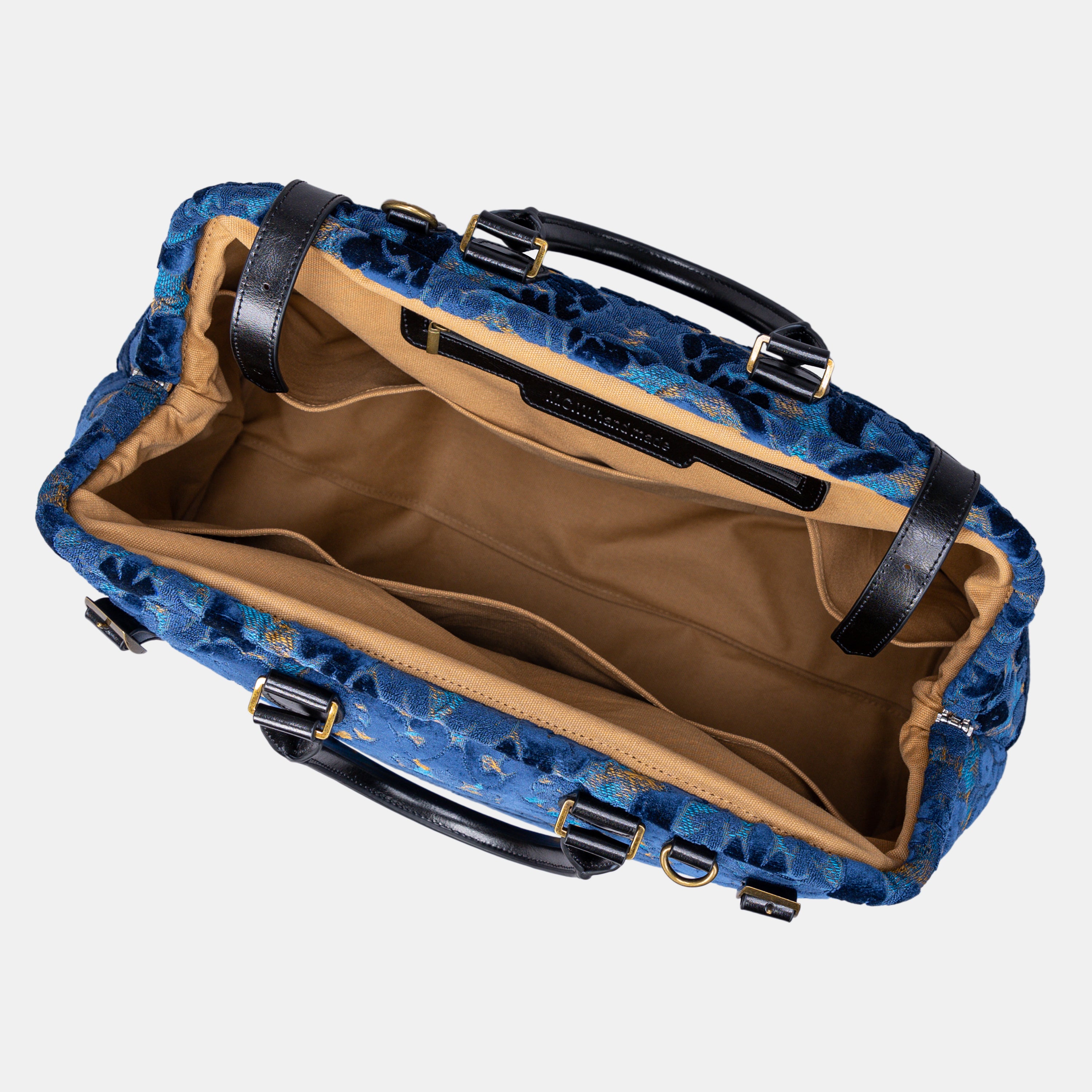 Burnout Velvet Navy Men's Carpetbag carpet bag MCW Handmade-6
