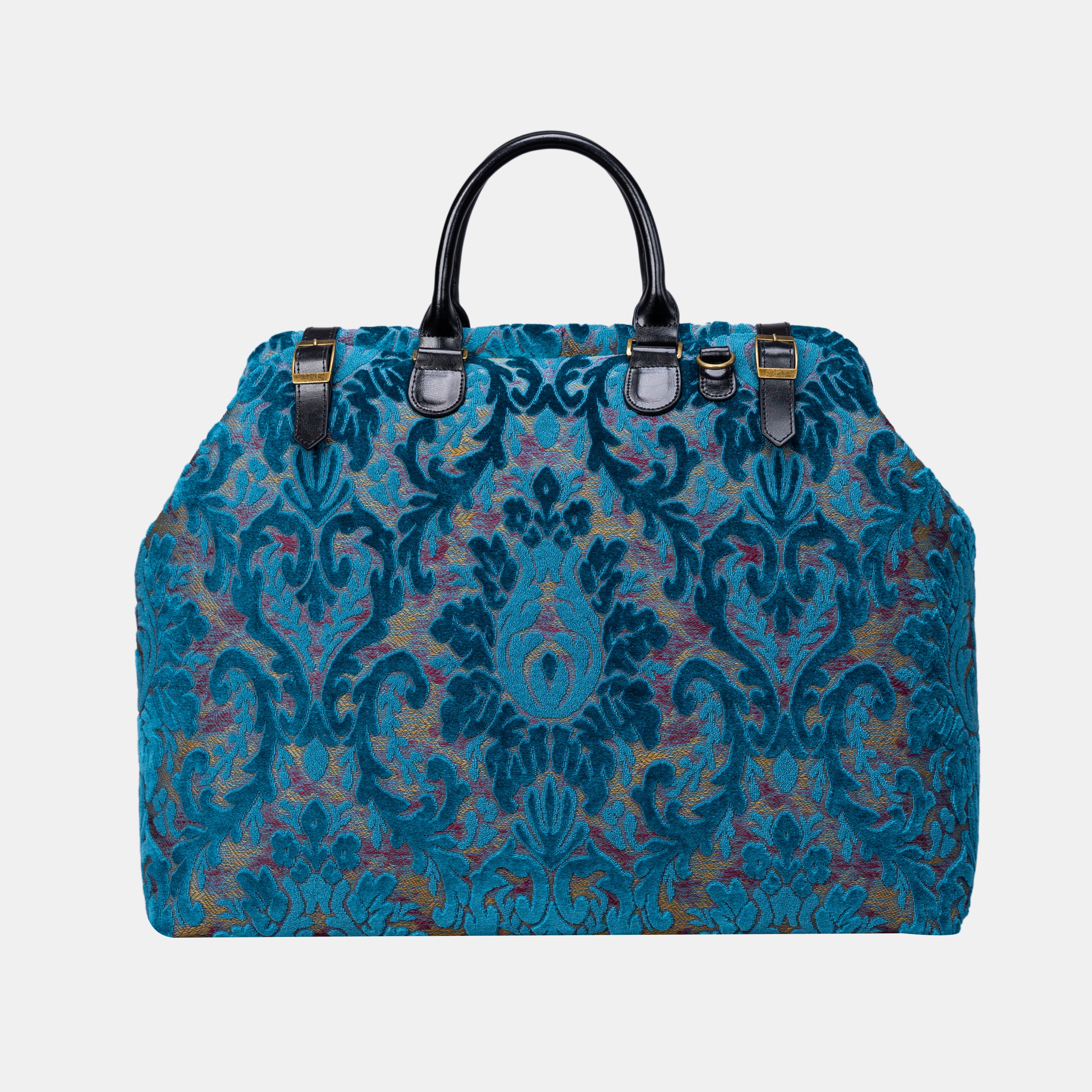 Burnout Velvet Aqua Blue Men's Carpetbag carpet bag MCW Handmade-1