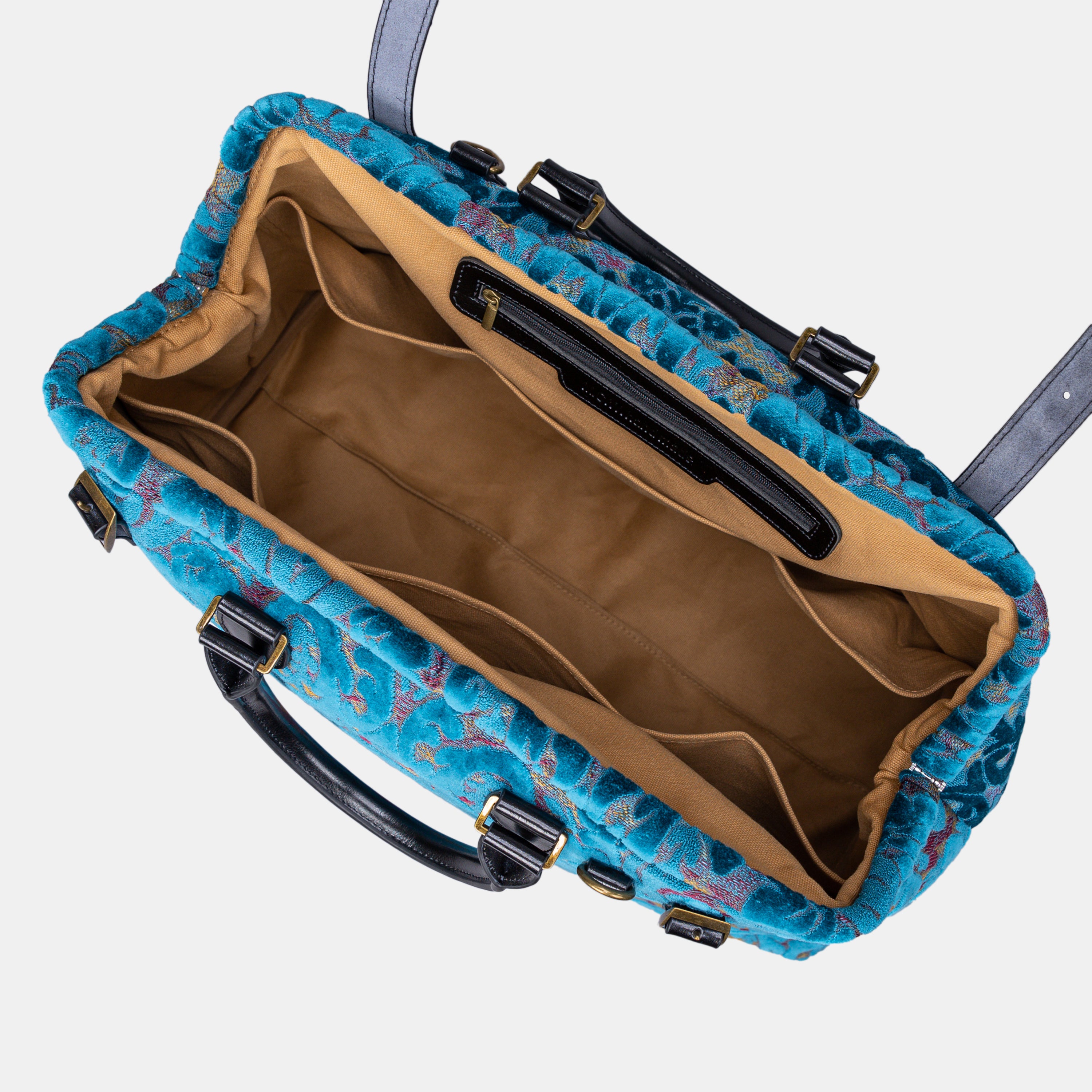 Burnout Velvet Aqua Blue Men's Carpetbag carpet bag MCW Handmade-6