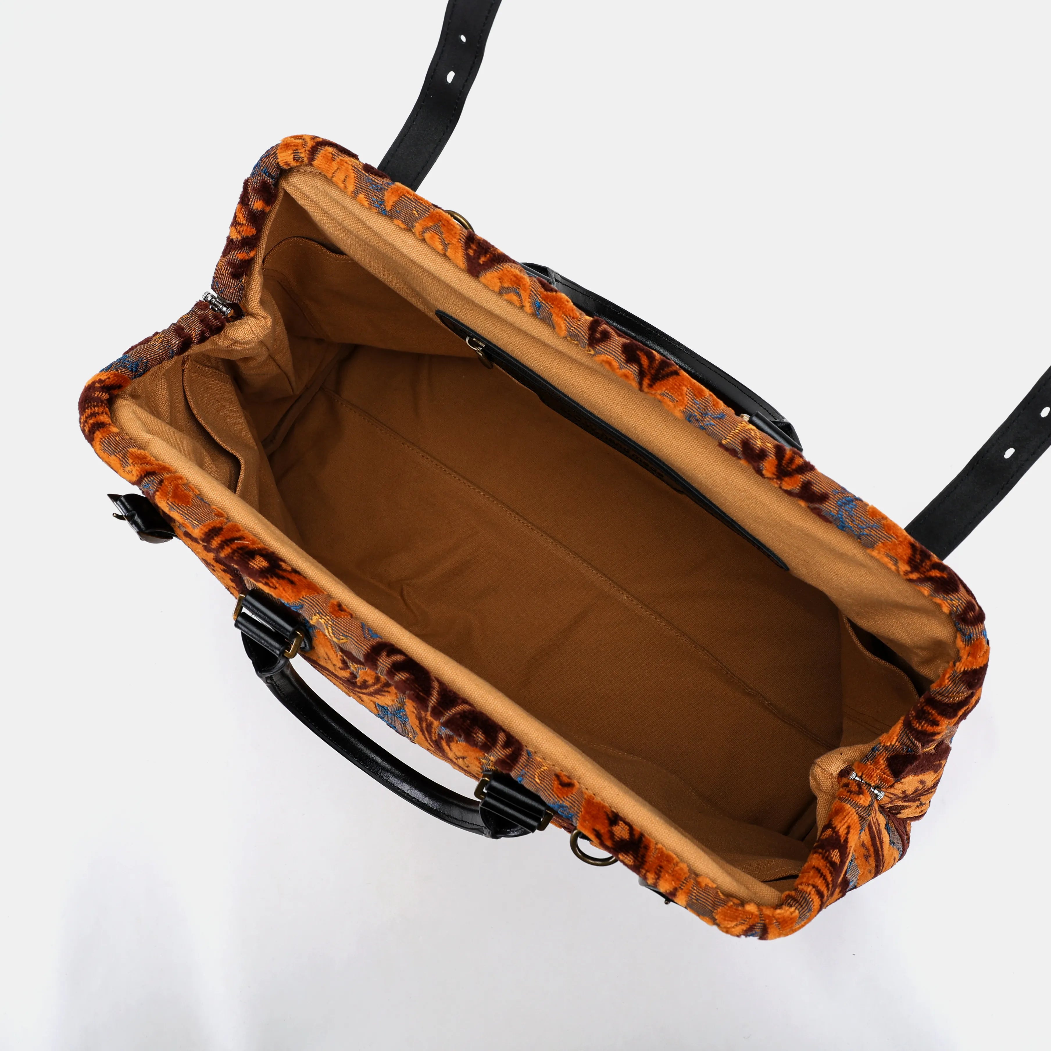 Burnout Velvet Revival Sienna Men's Carpetbag Carpetbag of America inside