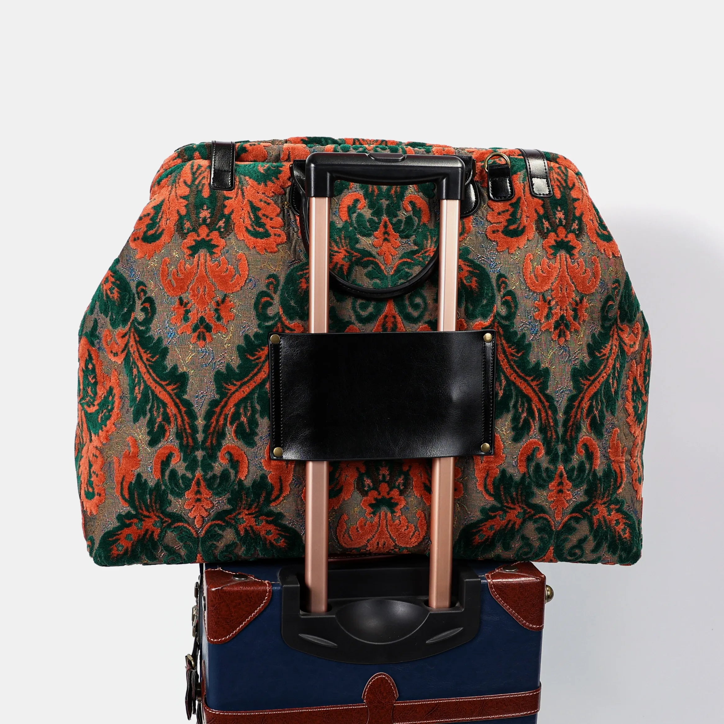 Burnout Velvet Revival Jade Men's Carpetbag Carpetbag of America on the suitcase