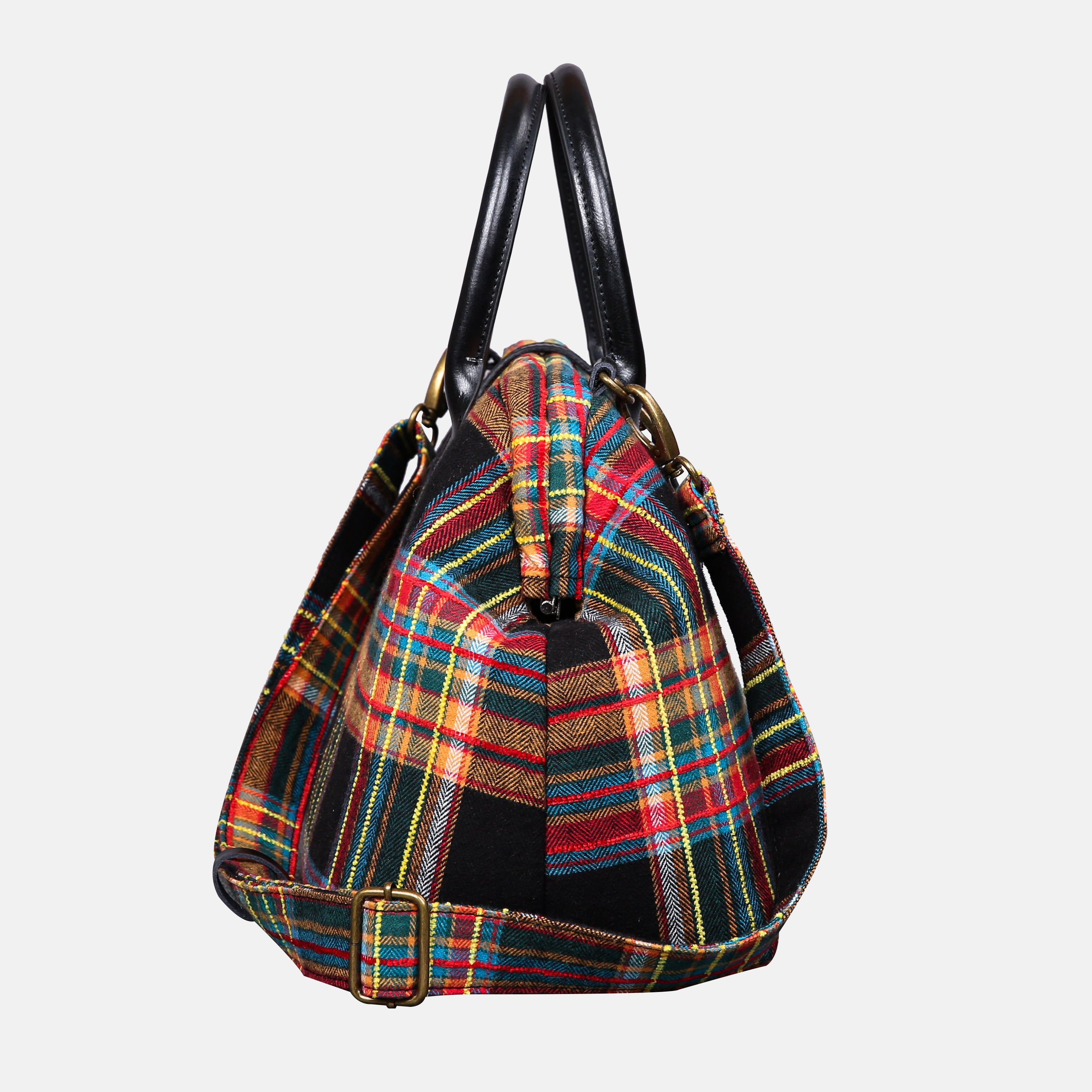 Tartan Stewart Black Carpet Handbag Purse carpet bag MCW Handmade of America side