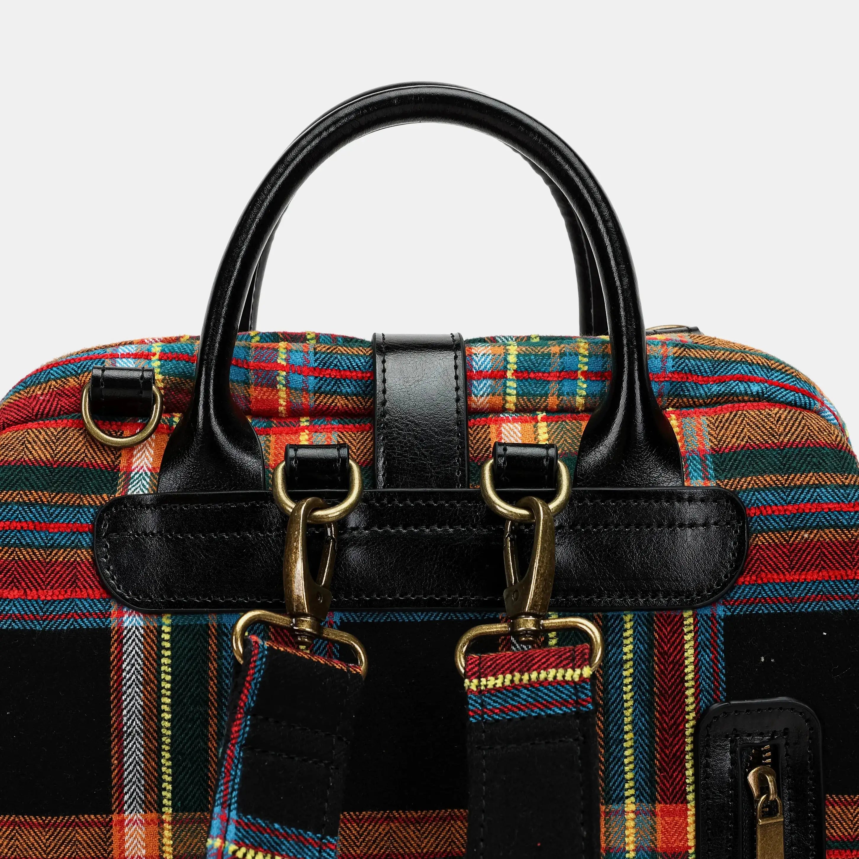 Tartan Stewart Black Carpet Laptop Backpack Carpetbag of America back detail