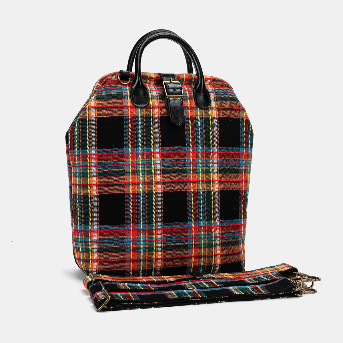 Tartan Stewart Black Carpet Laptop Backpack Carpetbag of America with shoulder strap