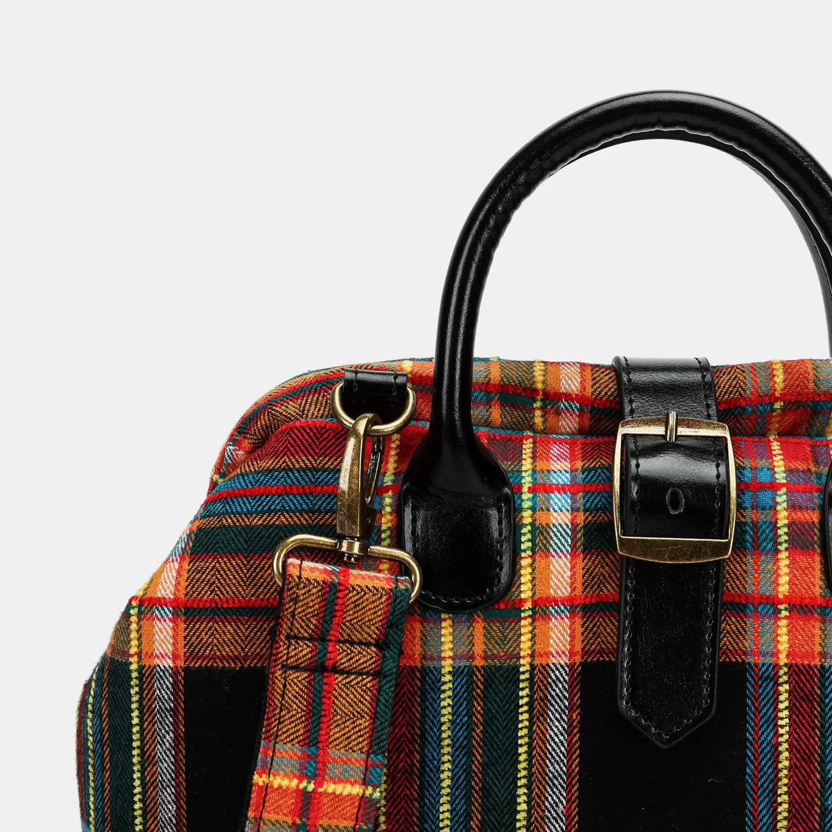 Tartan Stewart Black Carpet Laptop Backpack Carpetbag of America front detail