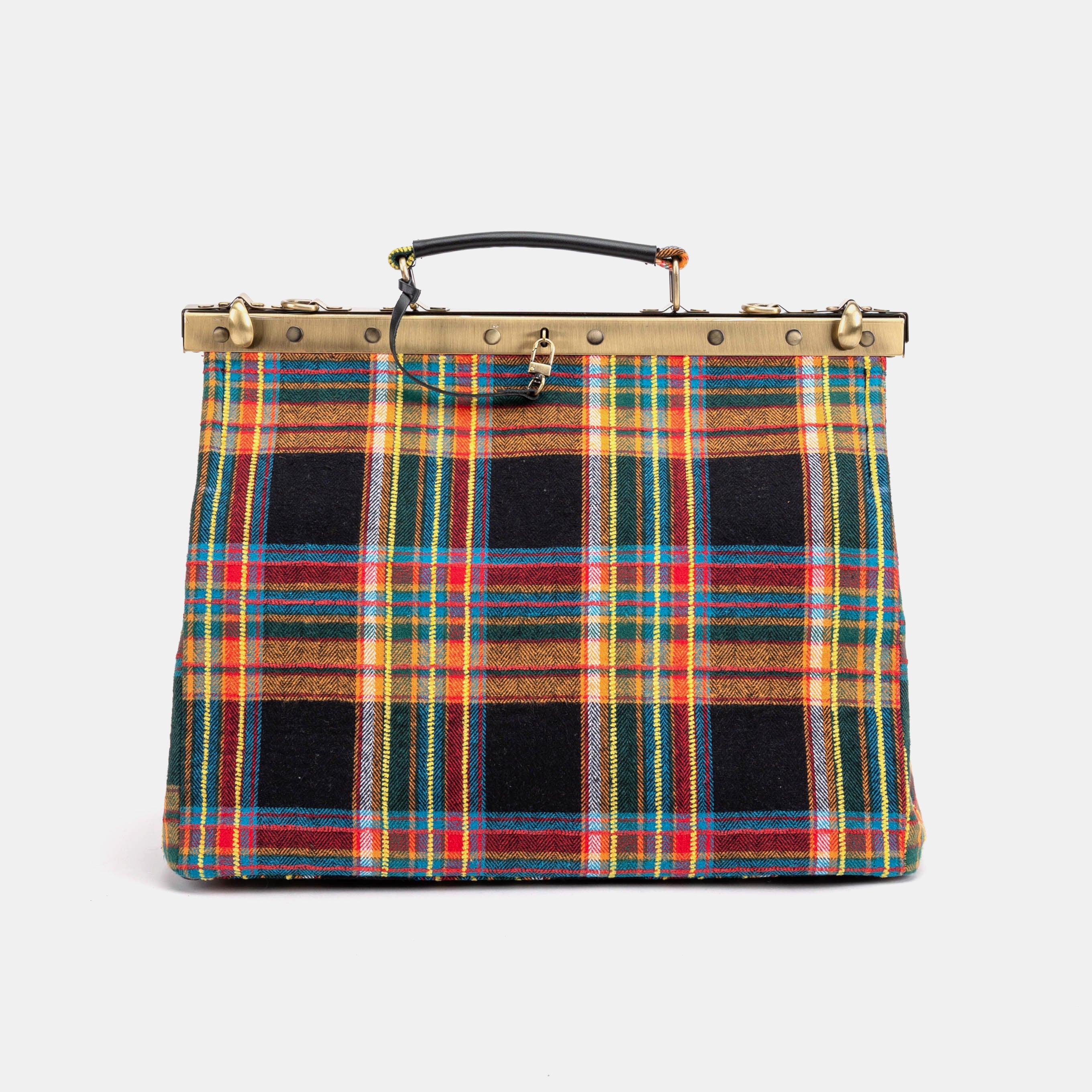 Tartan Stewart Black Celine Carpet Gladstone Bag of America front
