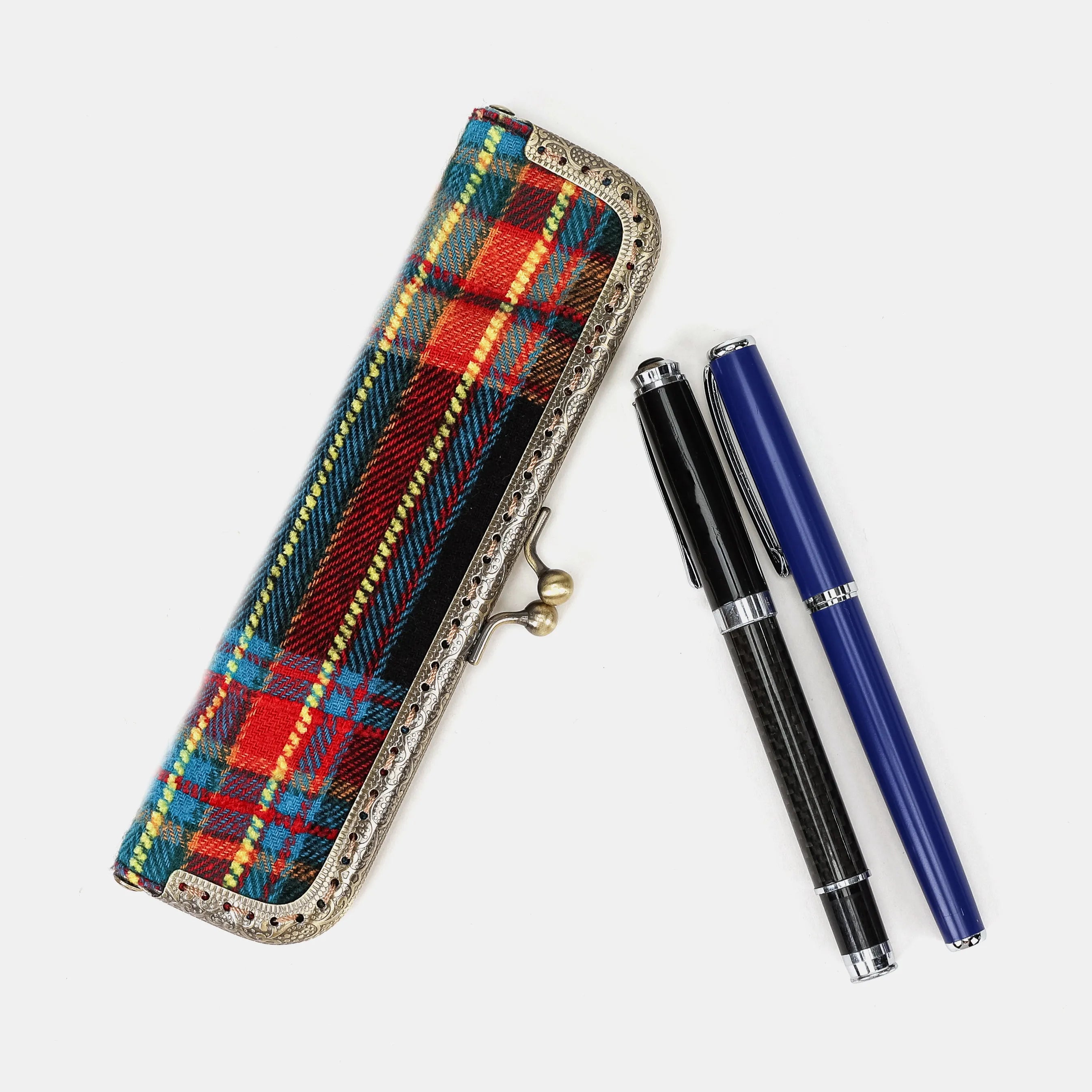 Tartan Stewart Black Duo Pen Case Carpetbag of America main