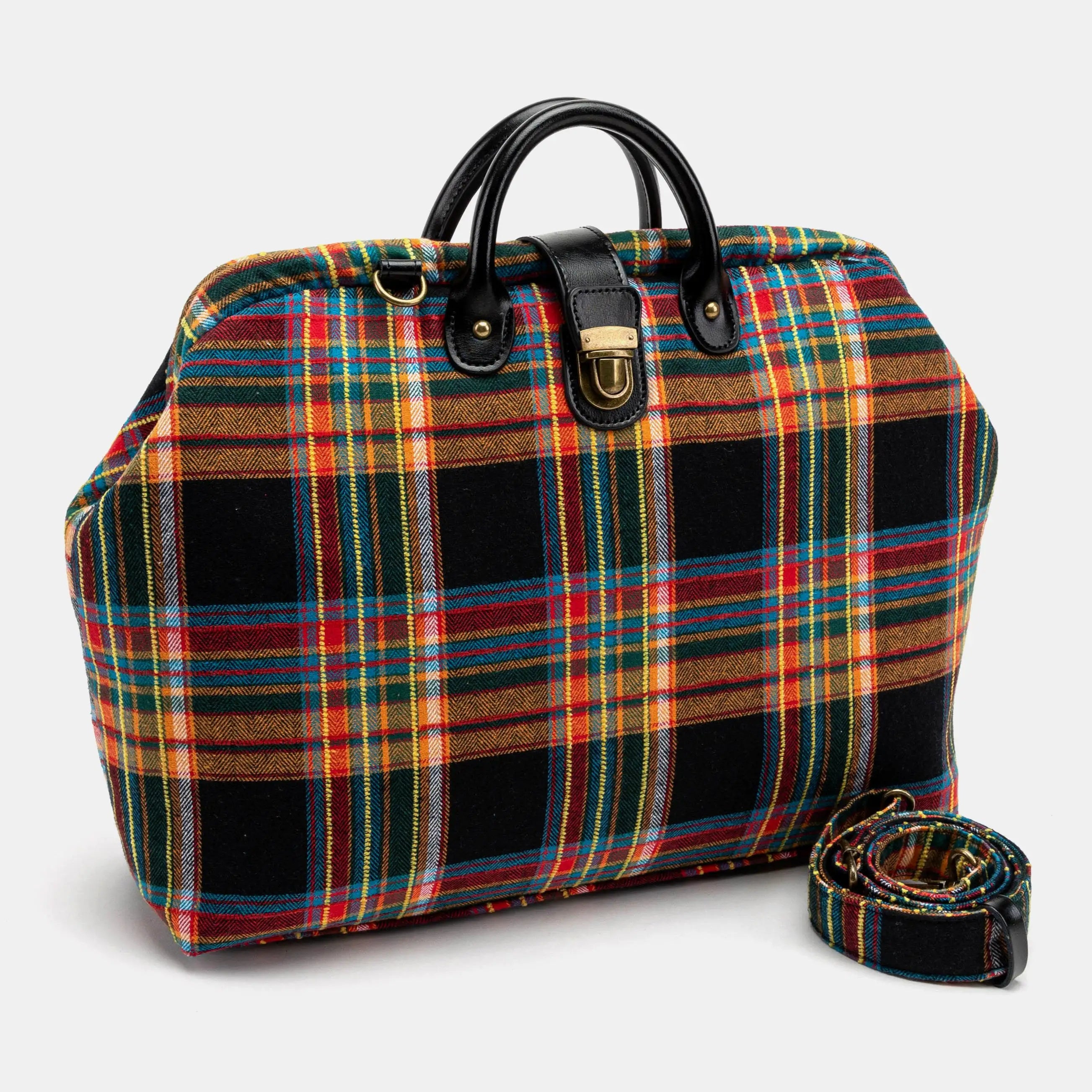 Tartan Stewart Black Laptop Work Bag Carpetbag of America with shoulder strap