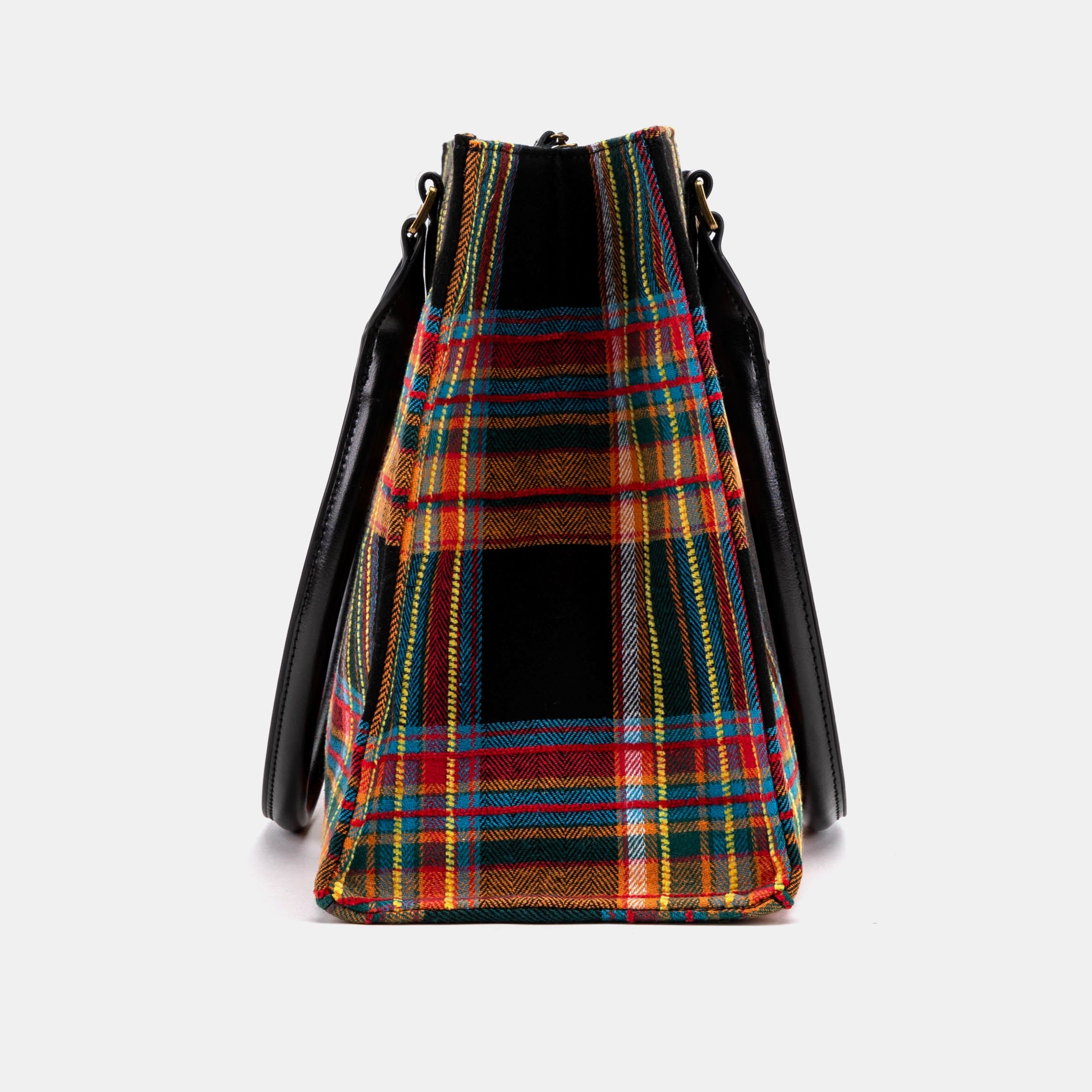 Tartan Stewart Black Laptop Work Tote Carpetbag of America side