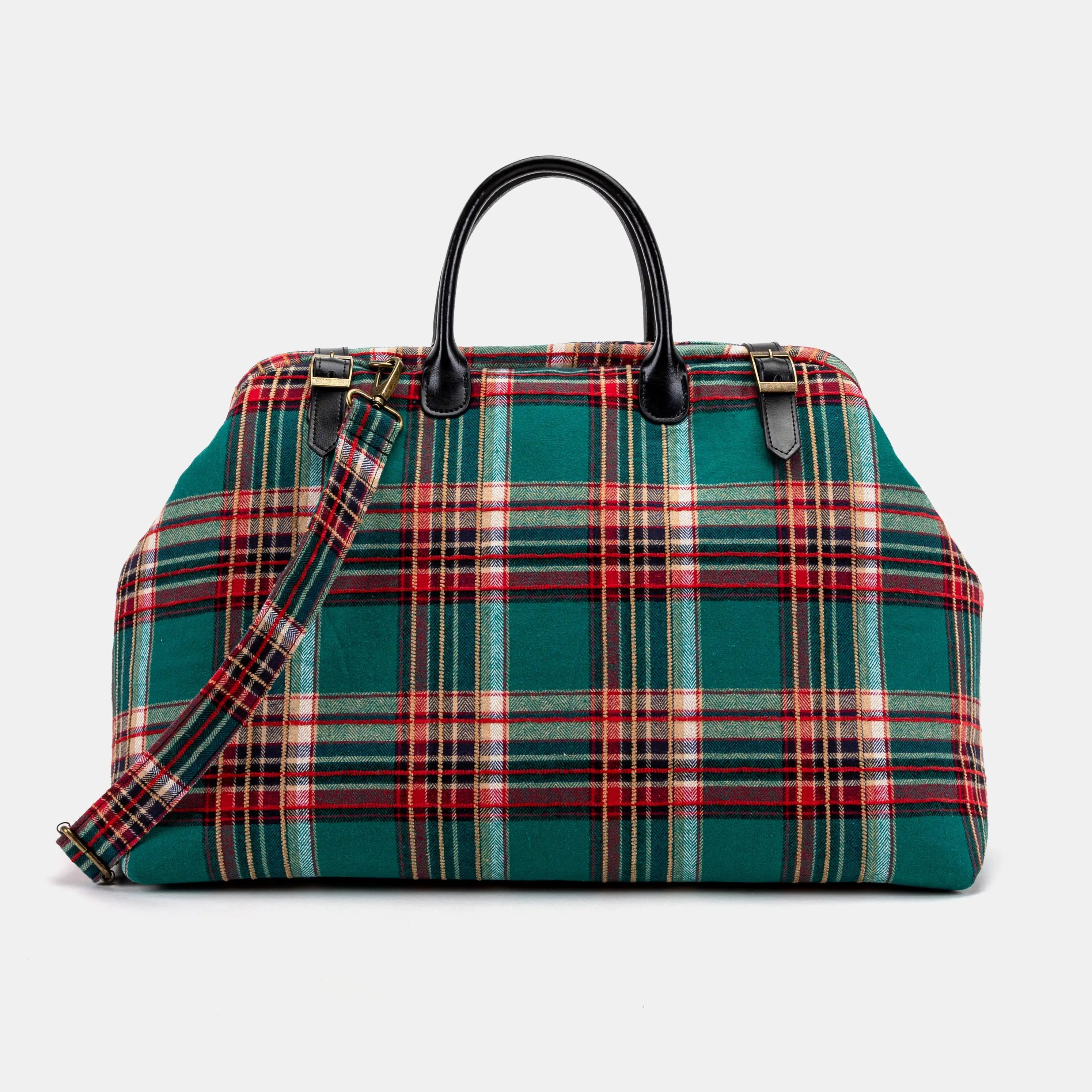 Tartan Stewart Green Large Carpetbag Carpetbag of America front