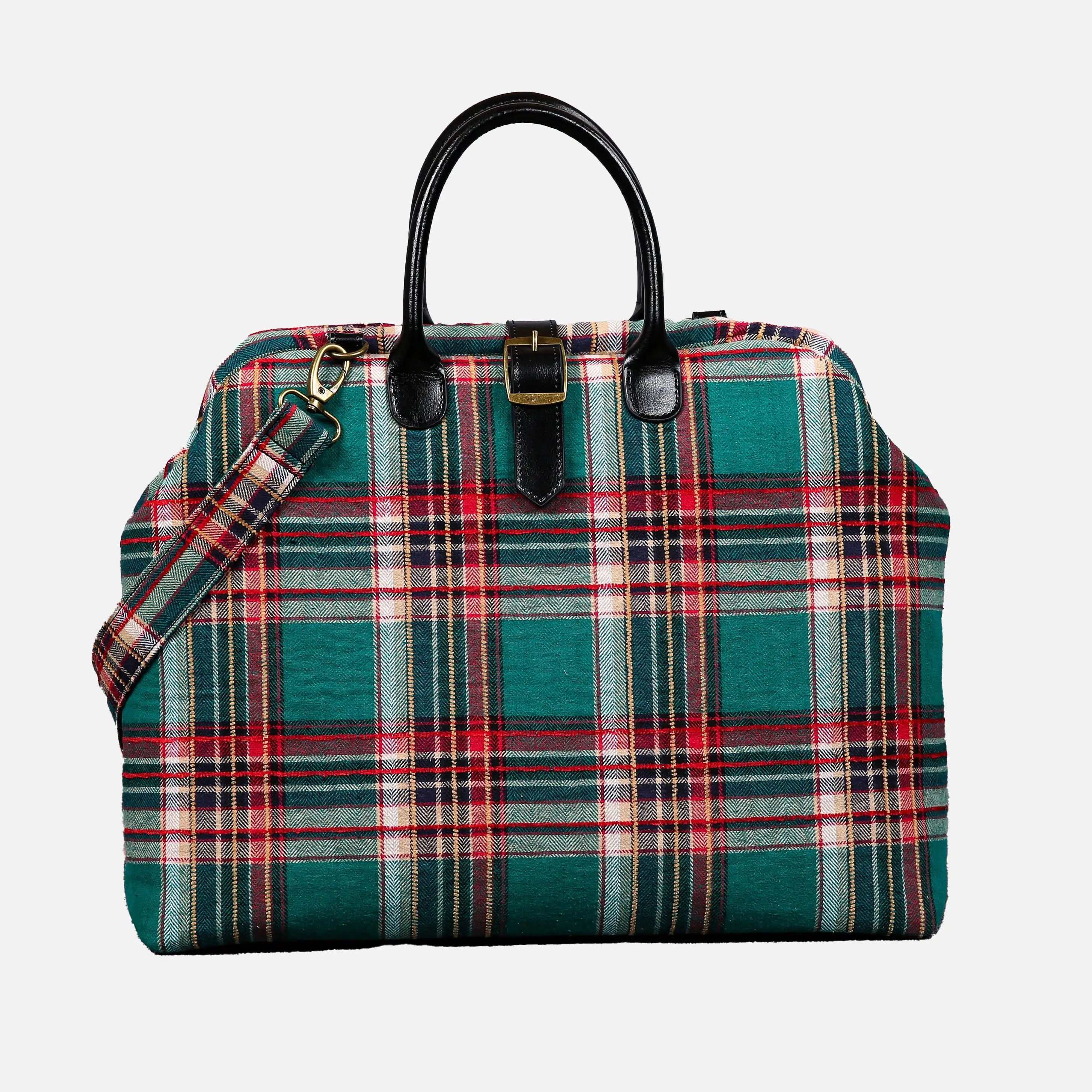 Tartan Stewart Green Mary Poppins Weekender Carpetbag of America main