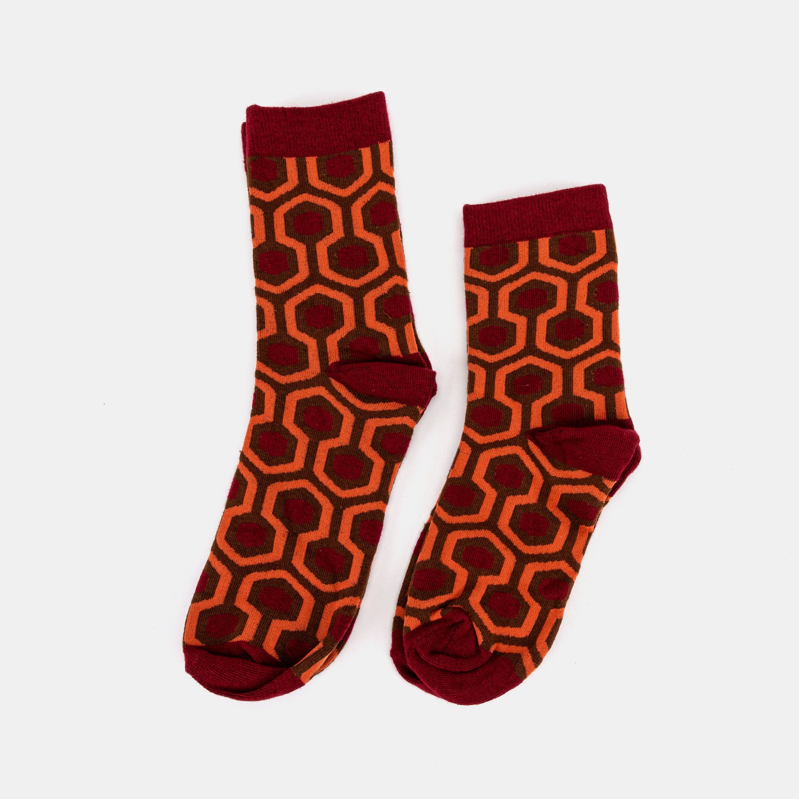 The Shining Overlook Hotel Carpet Pattern Cotton Crew Socks of America 2 sizes