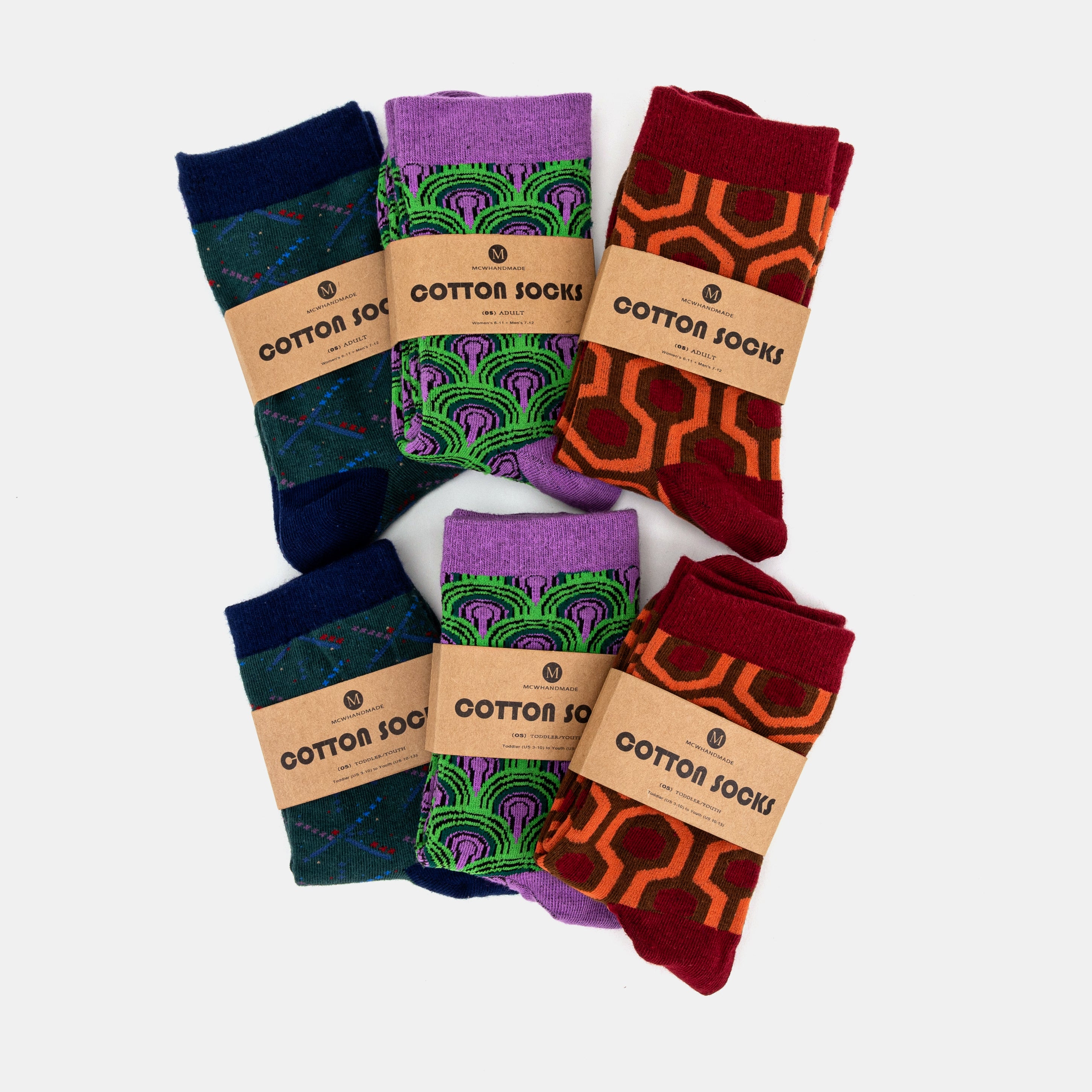 PDX Portland Airport Pattern Cotton Crew Socks of America 2 sizes