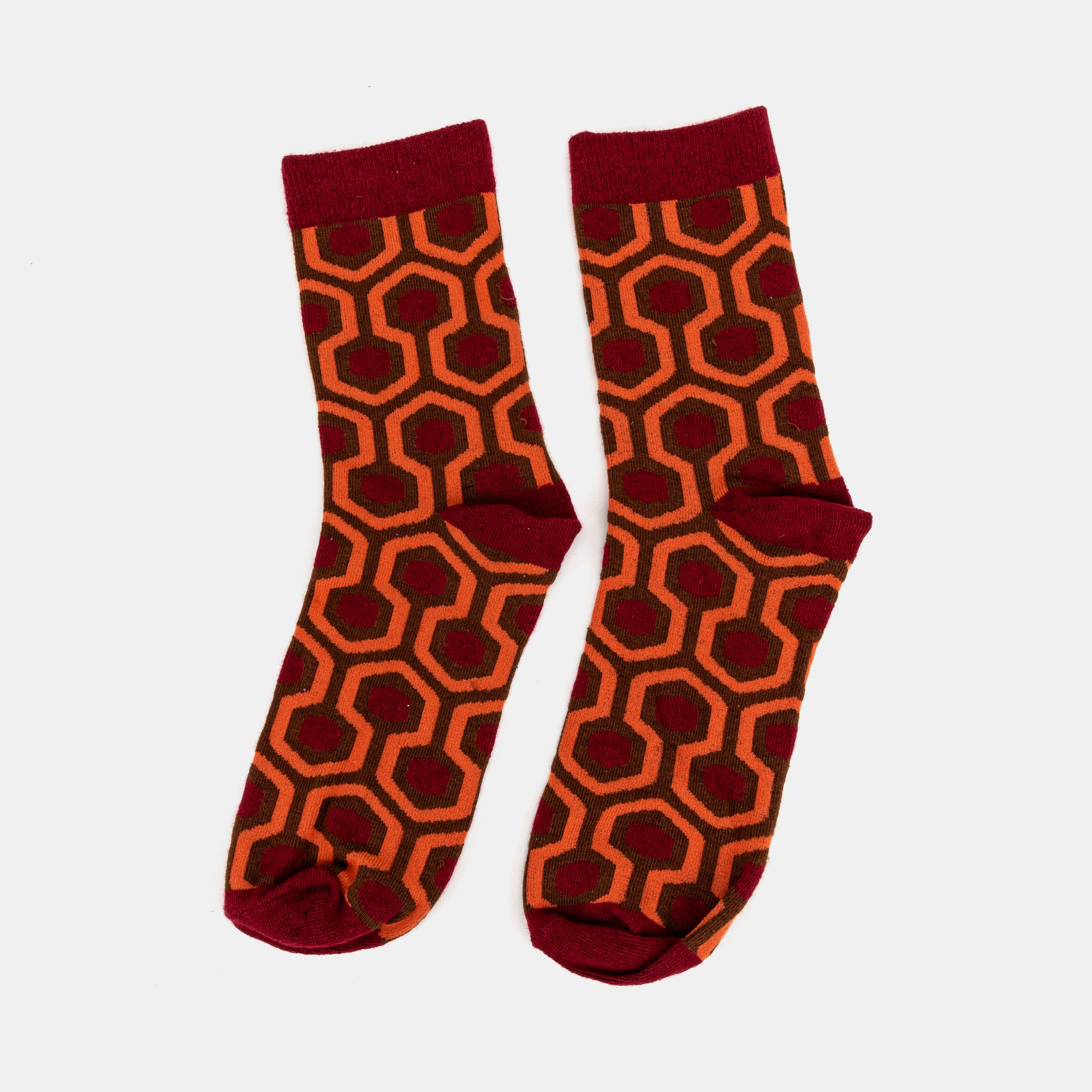 The Shining Overlook Hotel Carpet Pattern Cotton Crew Socks of America main