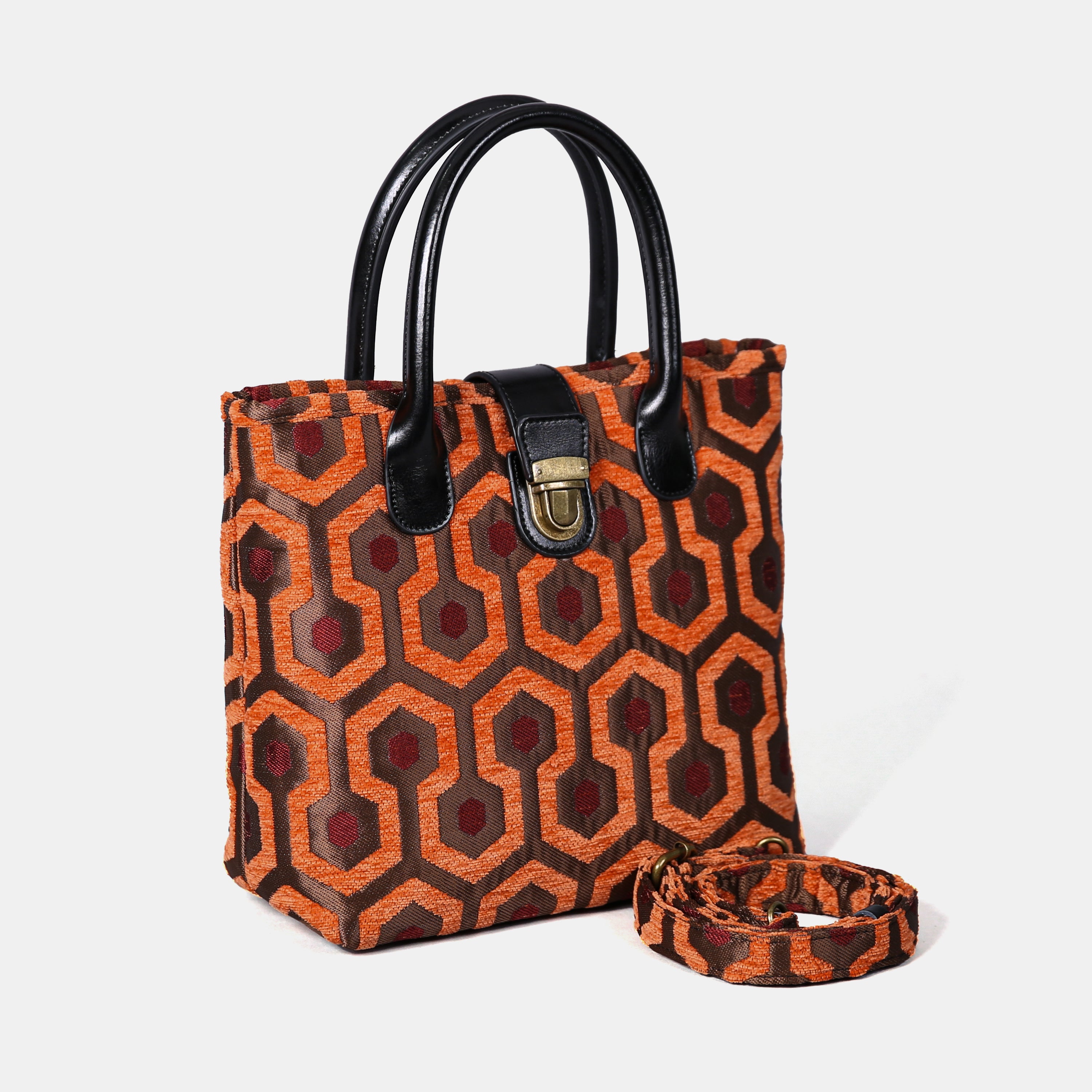 "The Shining" Overlook Hotel Tuck Lock Carpet Satchel carpet bag MCW Handmade of America with strap