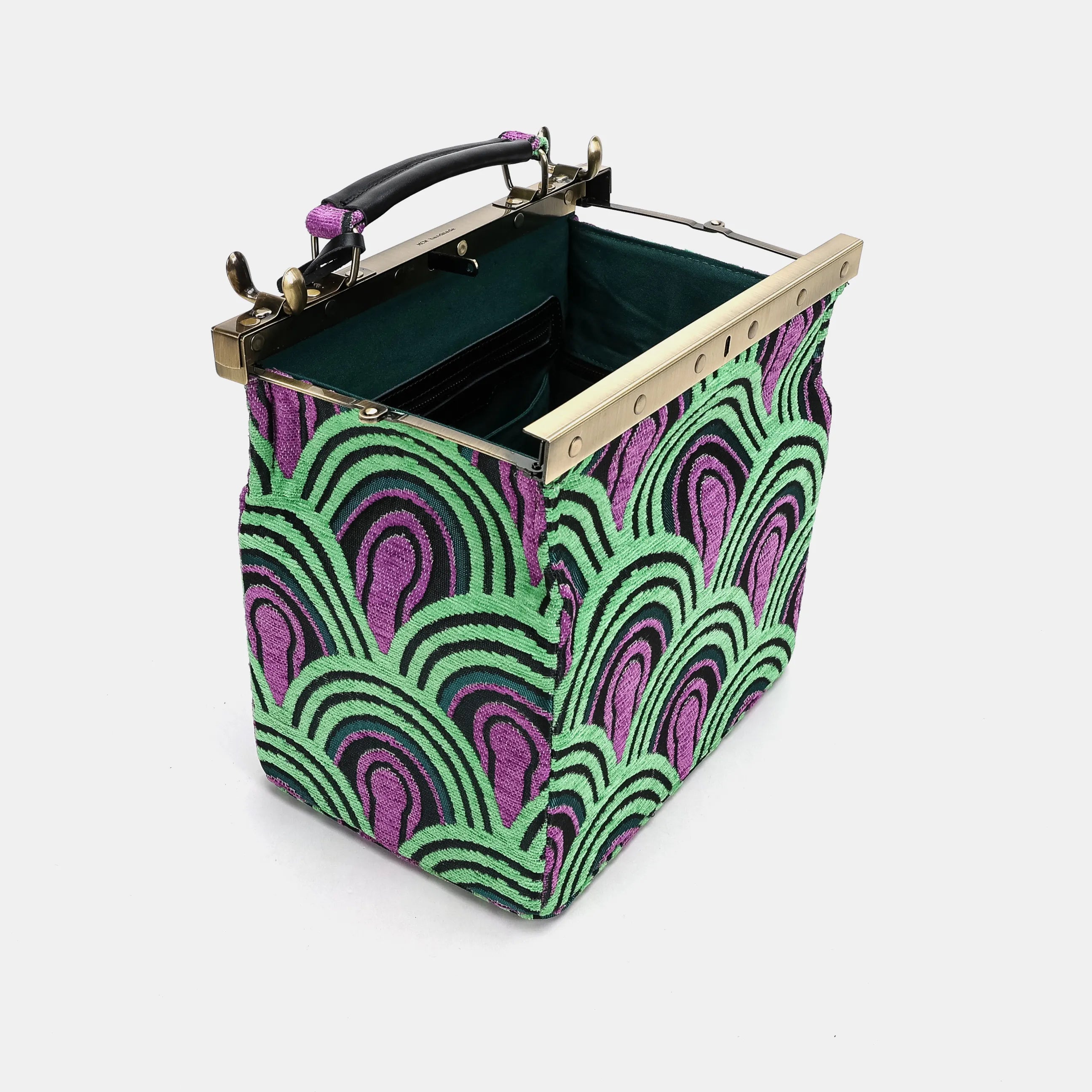 The Shining Room 237 Vivienne Carpet Purse Gladstone Bag open and stand