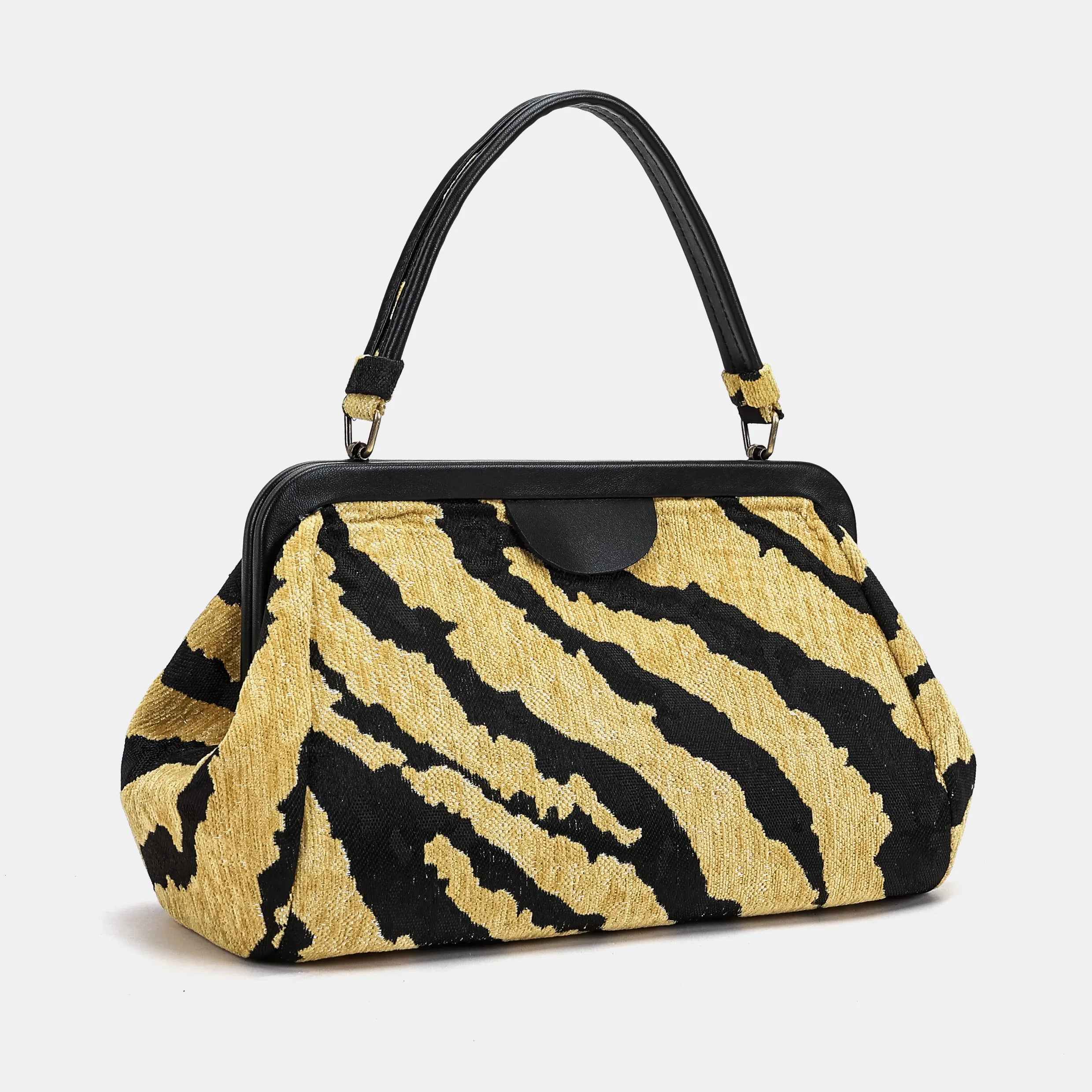 Tiger Stripe Top Handle Purse Carpetbag of America-front