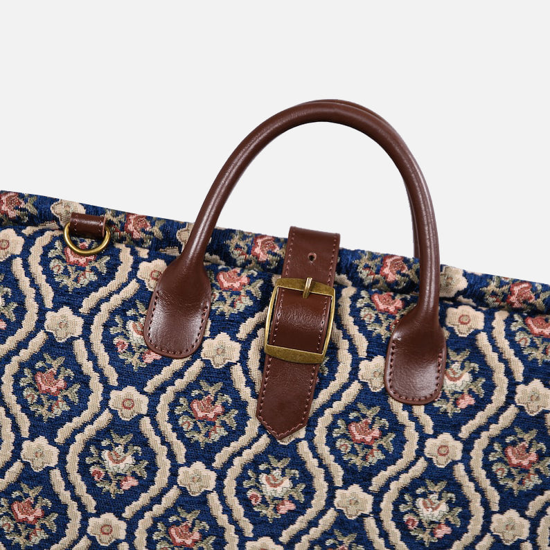 Traditional Blue Carpet Garment Bag carpet bag of America handle