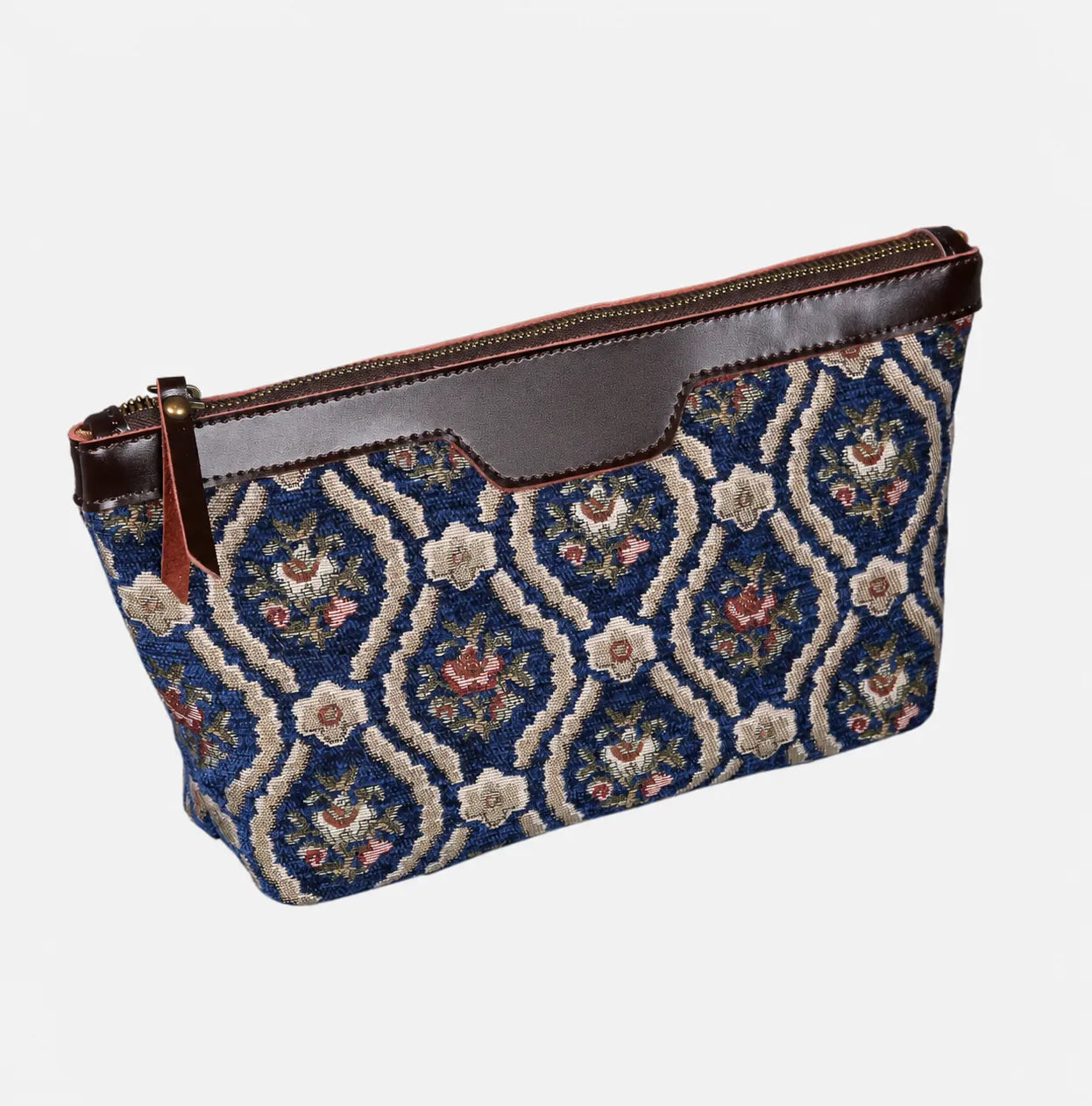 Traditional Blue Carpet Makeup Bag carpet bag MCW Handmade of America front