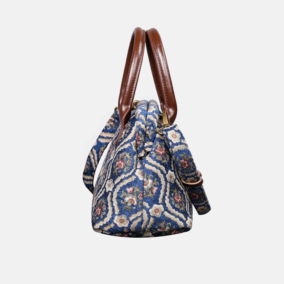 Traditional Blue Carpet Satchel carpet bag MCW Handmade side