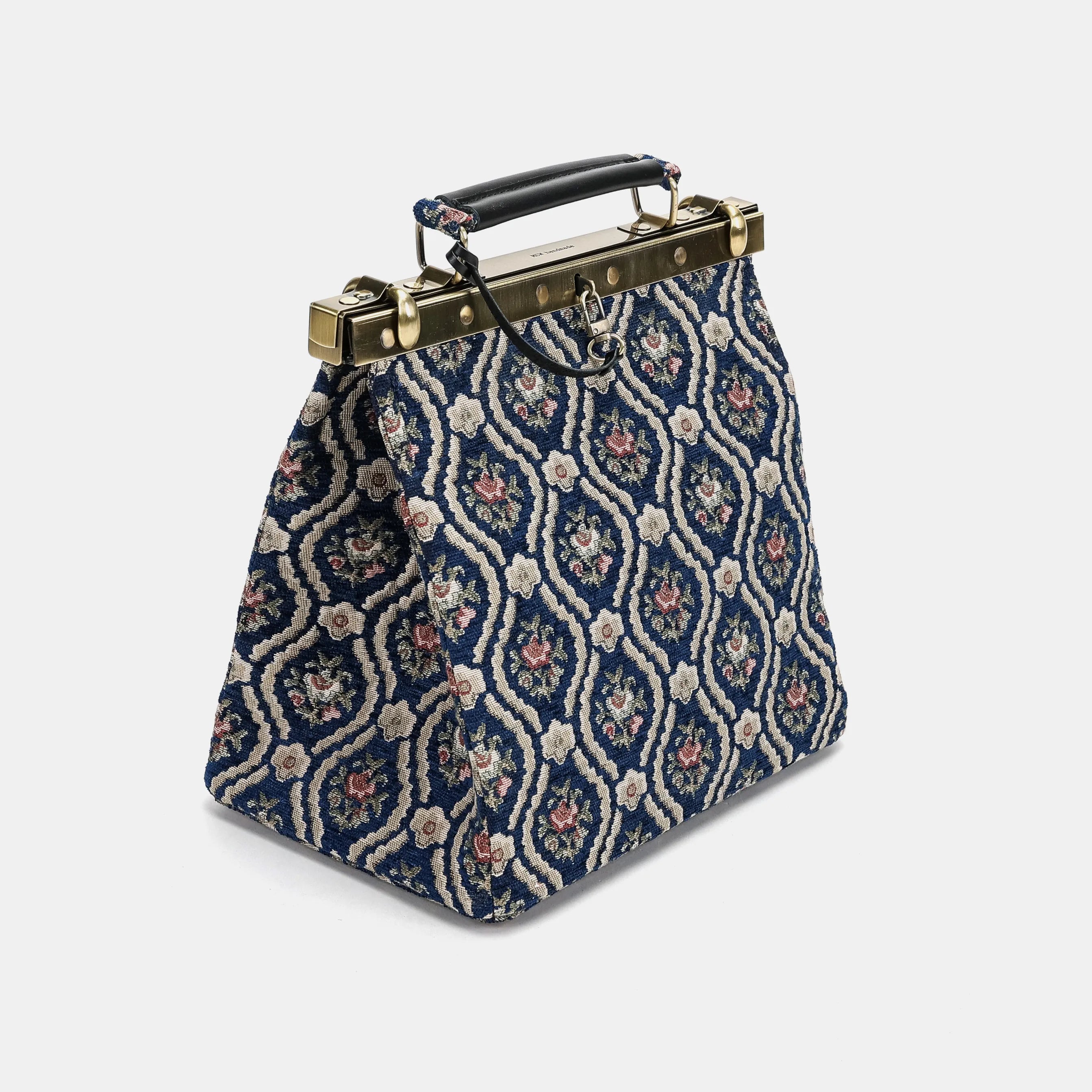 Traditional Blue Cecile Carpet Purse Gladstone Bag of America side