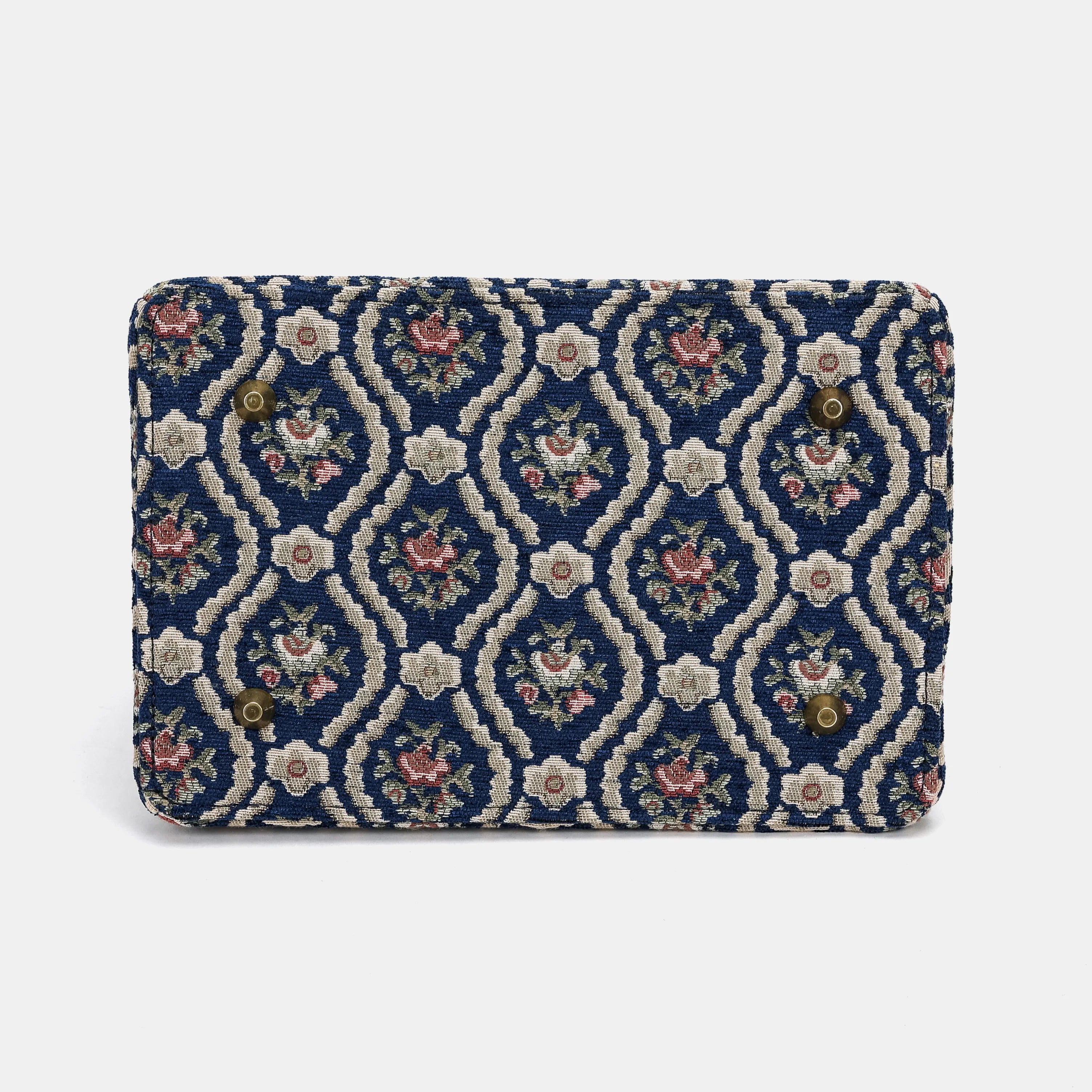 Traditional Blue Cecile Carpet Purse Gladstone Bag of America bottom