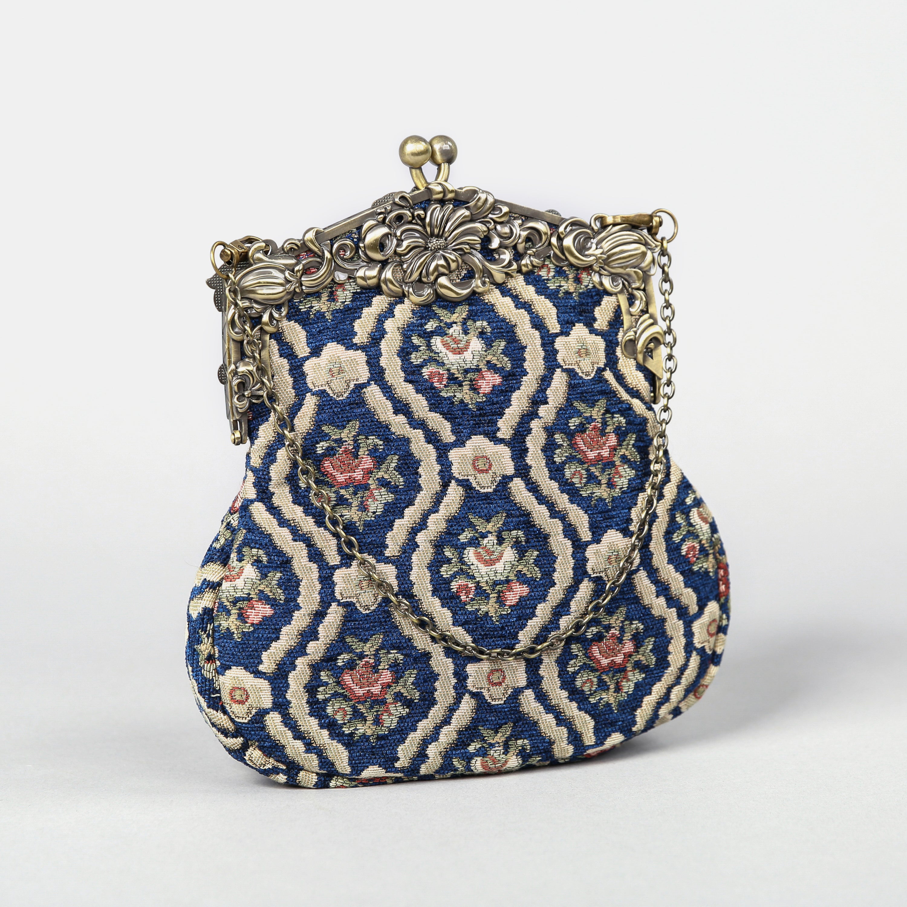 Traditional Blue Chatelaine Purse Large carpet bag of America main