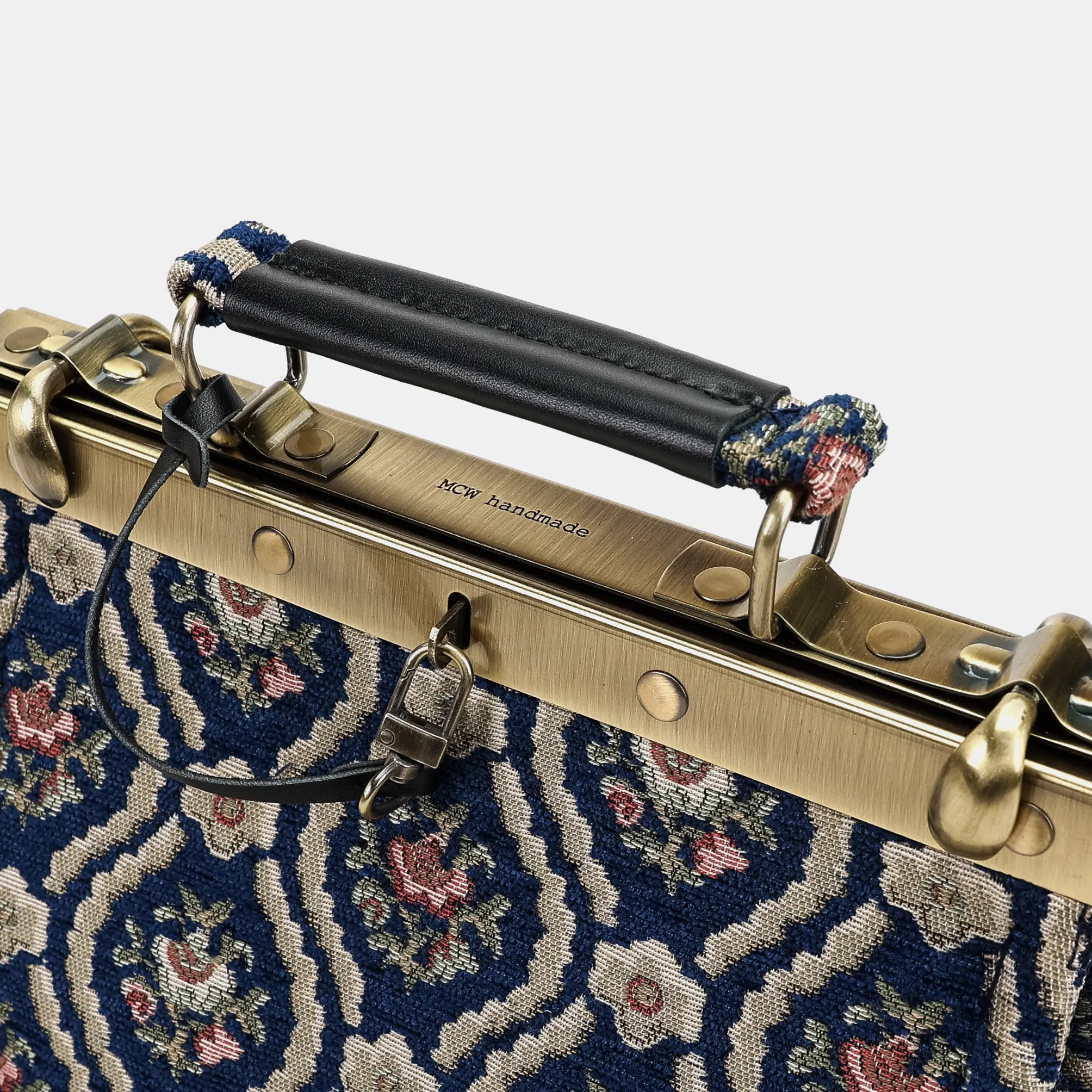 Traditional Blue Helena Carpet Gladstone Backpack of America handle