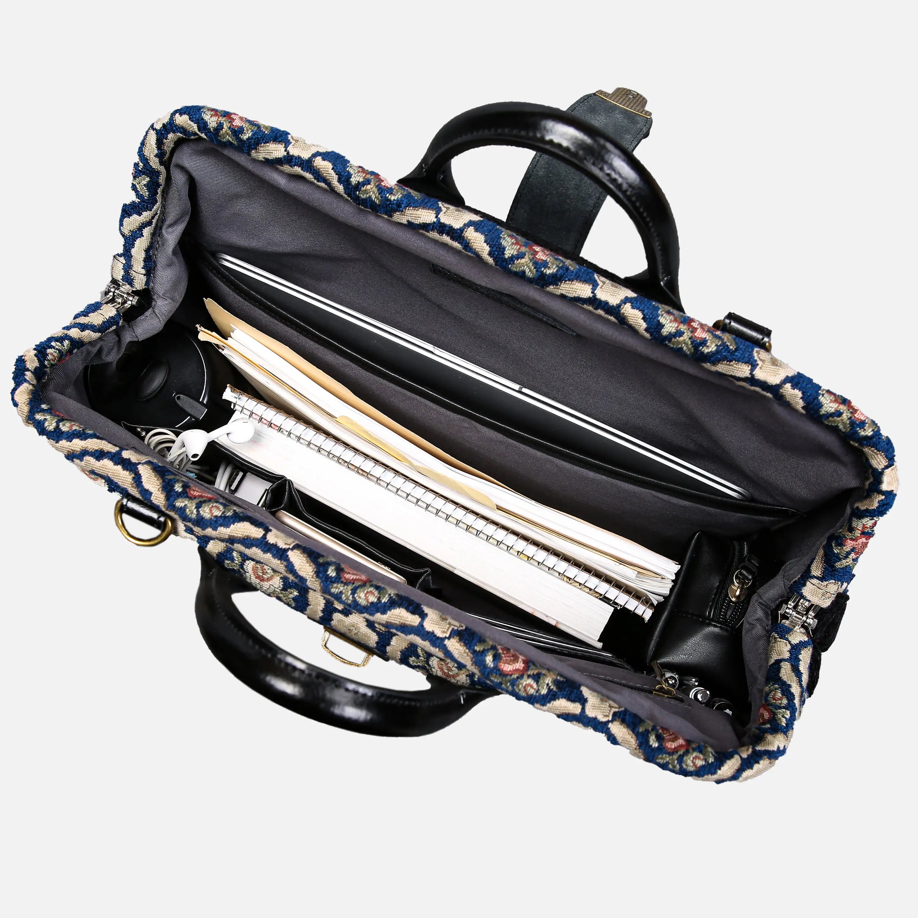 Traditional Blue Laptop Work Bag carpet bag of America in use