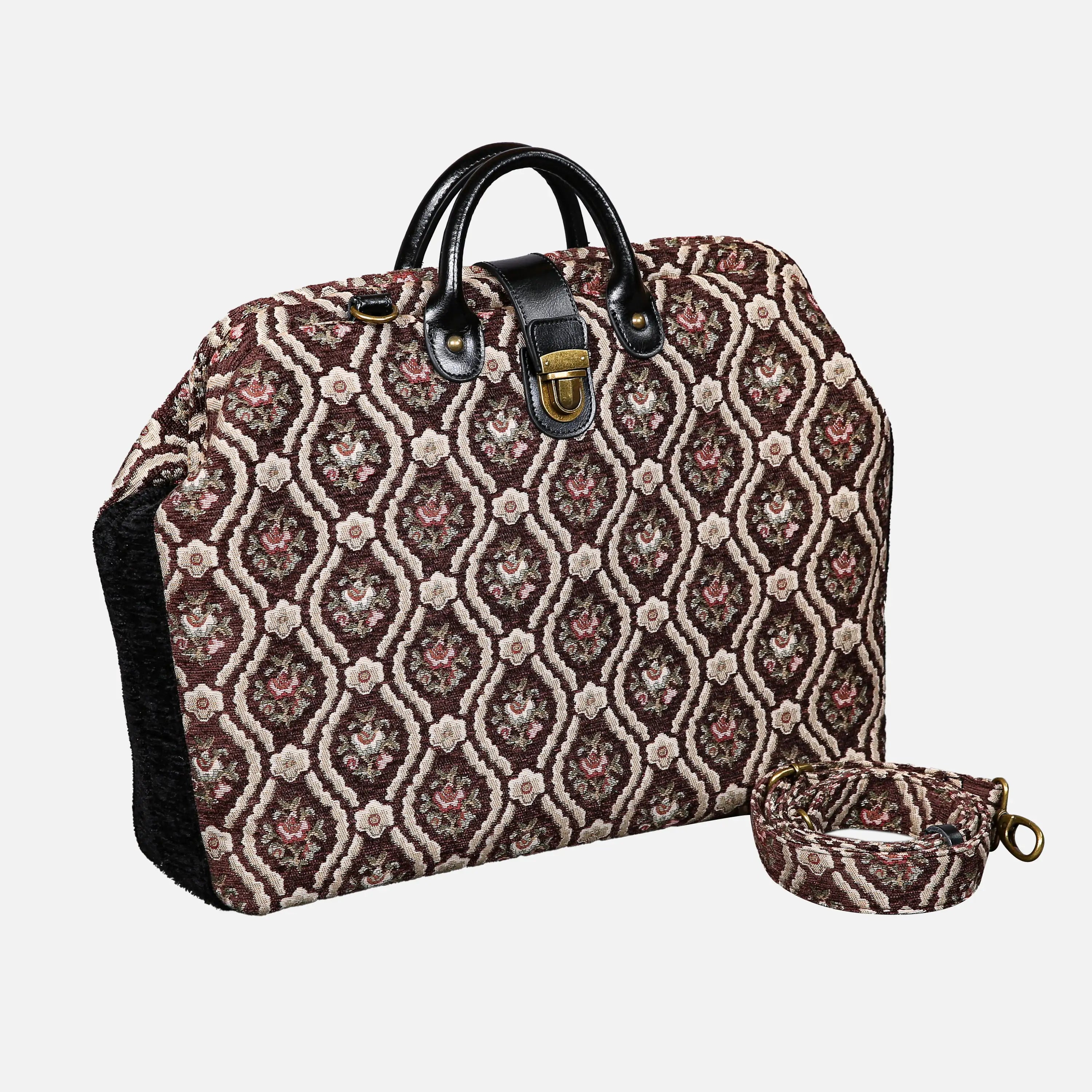 Traditional Brown Laptop Work Bag carpet bag of America with shoulder strap
