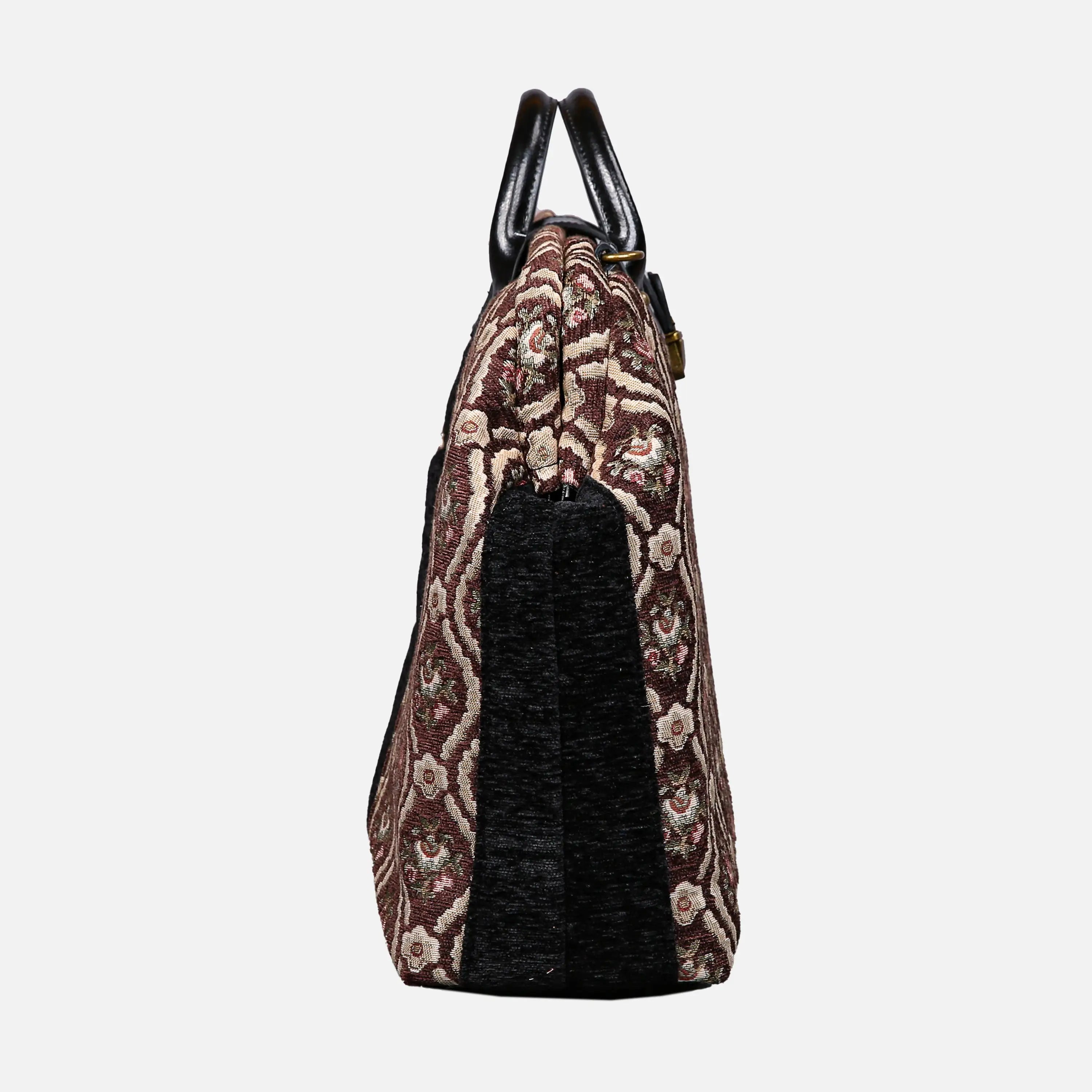 Traditional Brown Laptop Work Bag carpet bag of America side