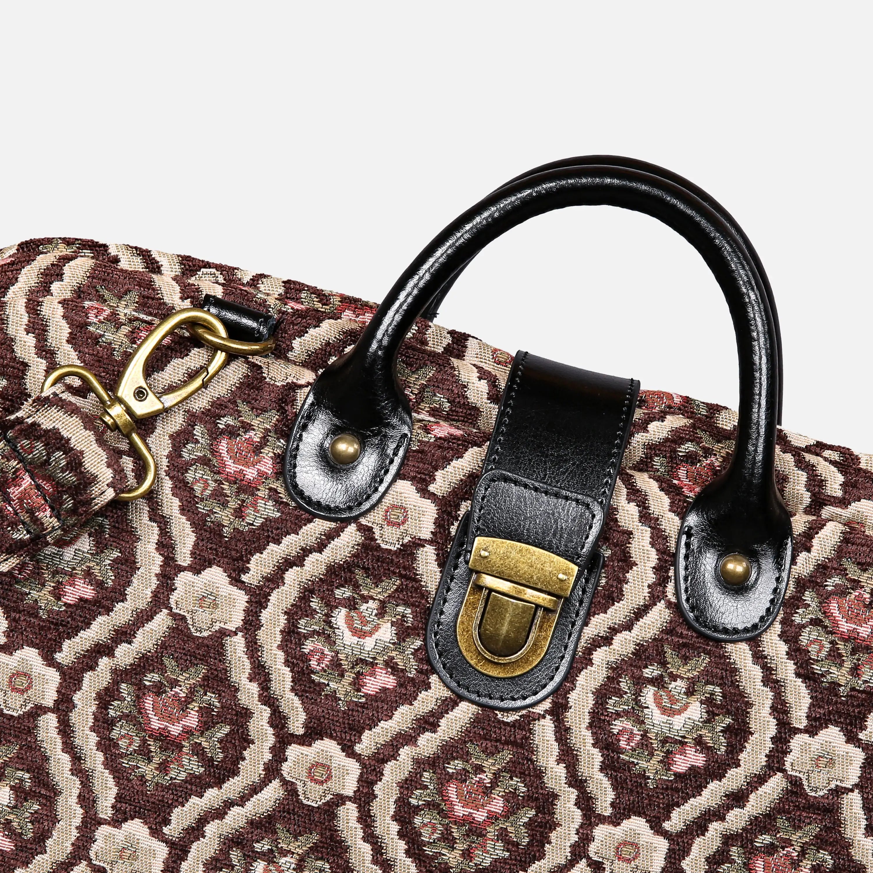 Traditional Brown Laptop Work Bag carpet bag of America handle