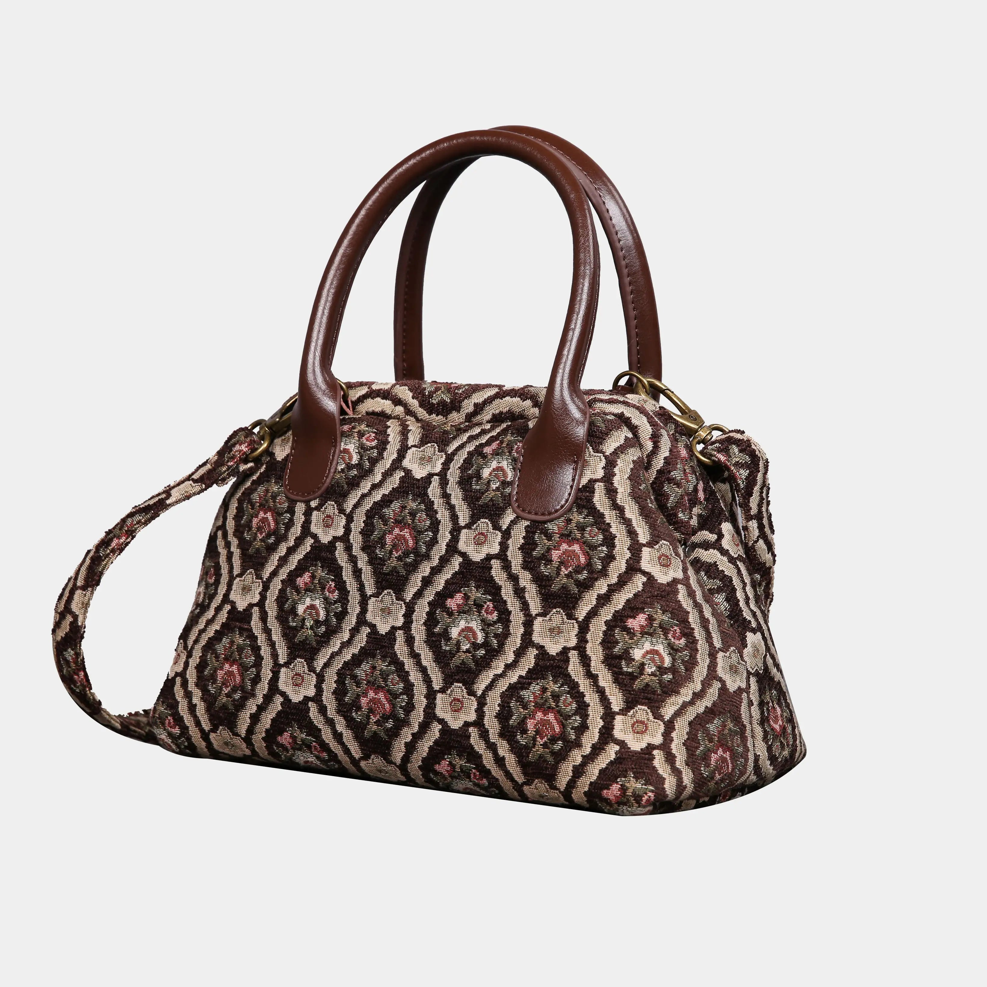 Traditional Coffee Carpet Satchel carpet bag MCW Handmade of America front