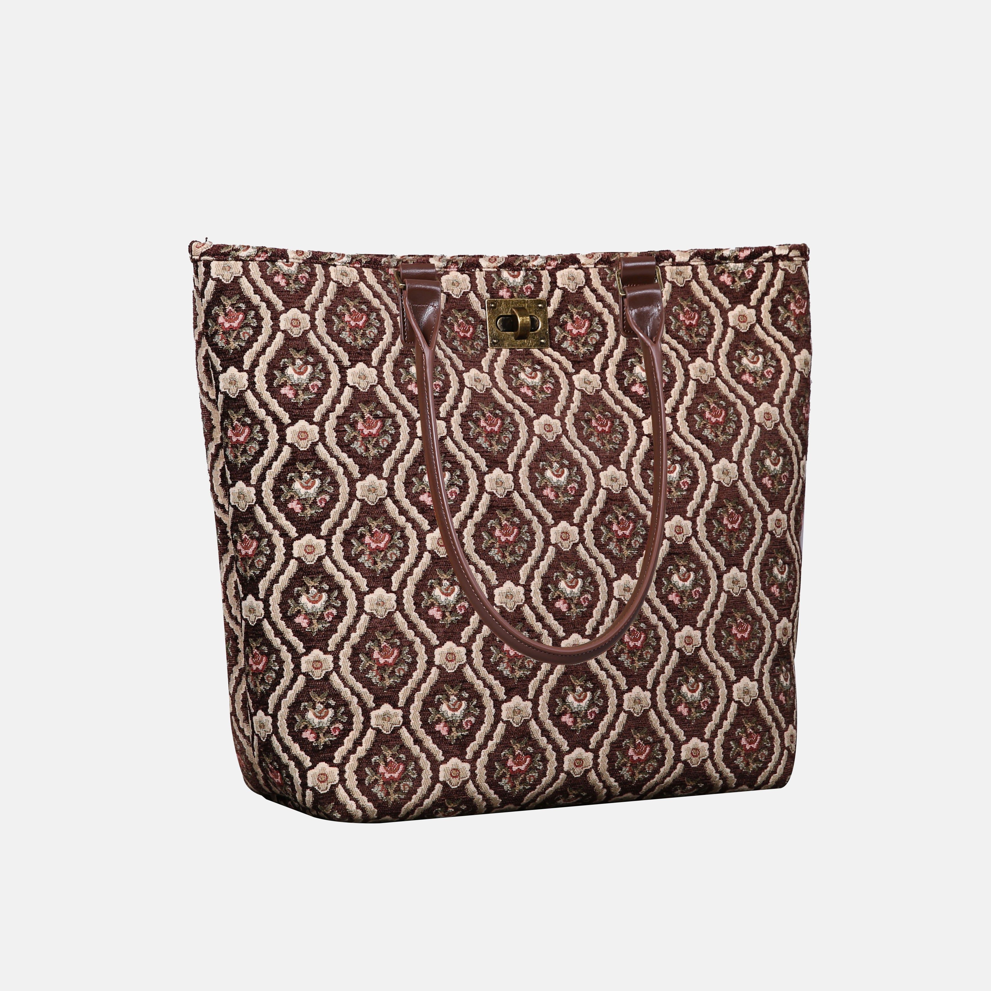 Traditional Coffee Carpet Tote Shopper Carpetbag of America handle down