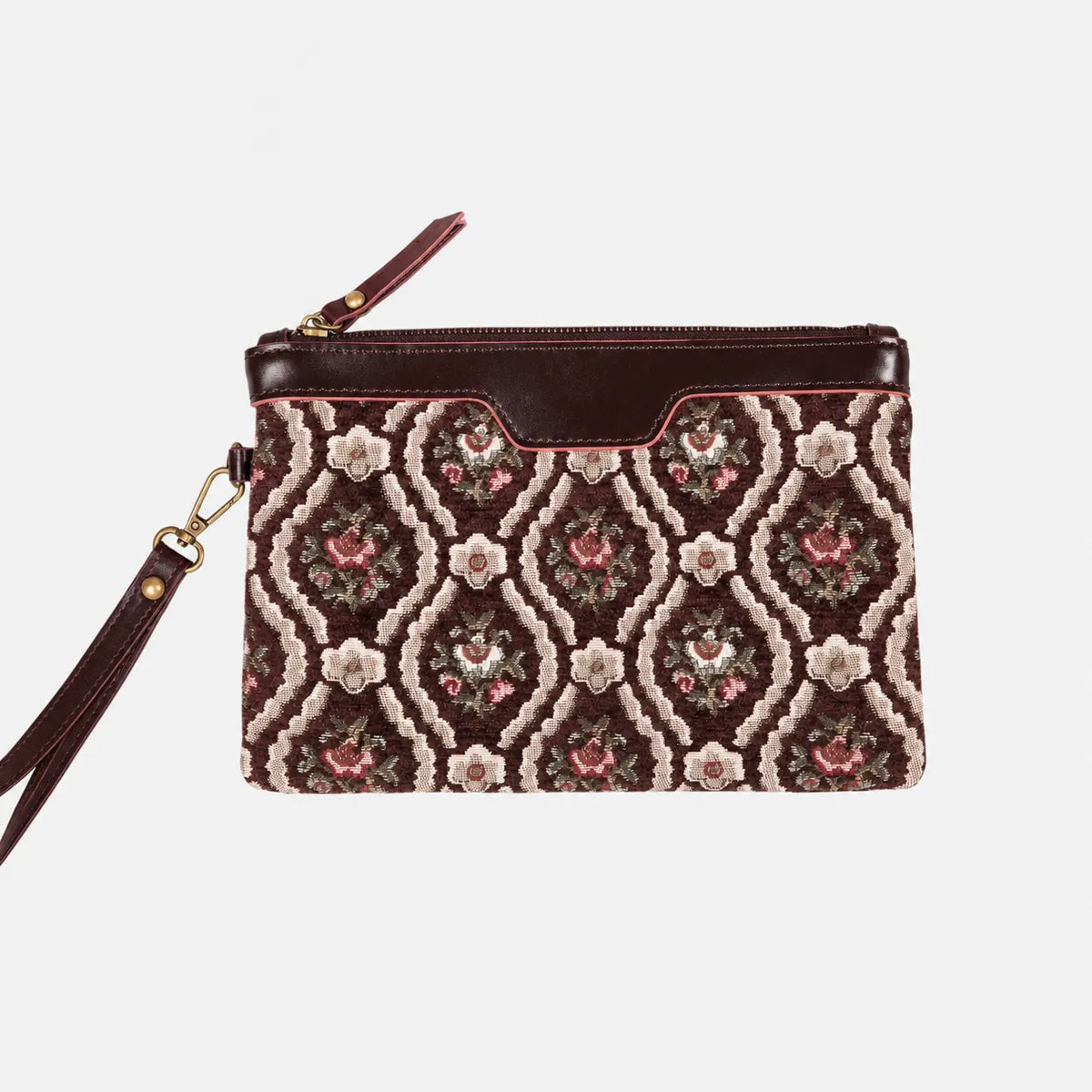 Traditional Coffee Wristlet Clutch carpet bag MCW Handmade main