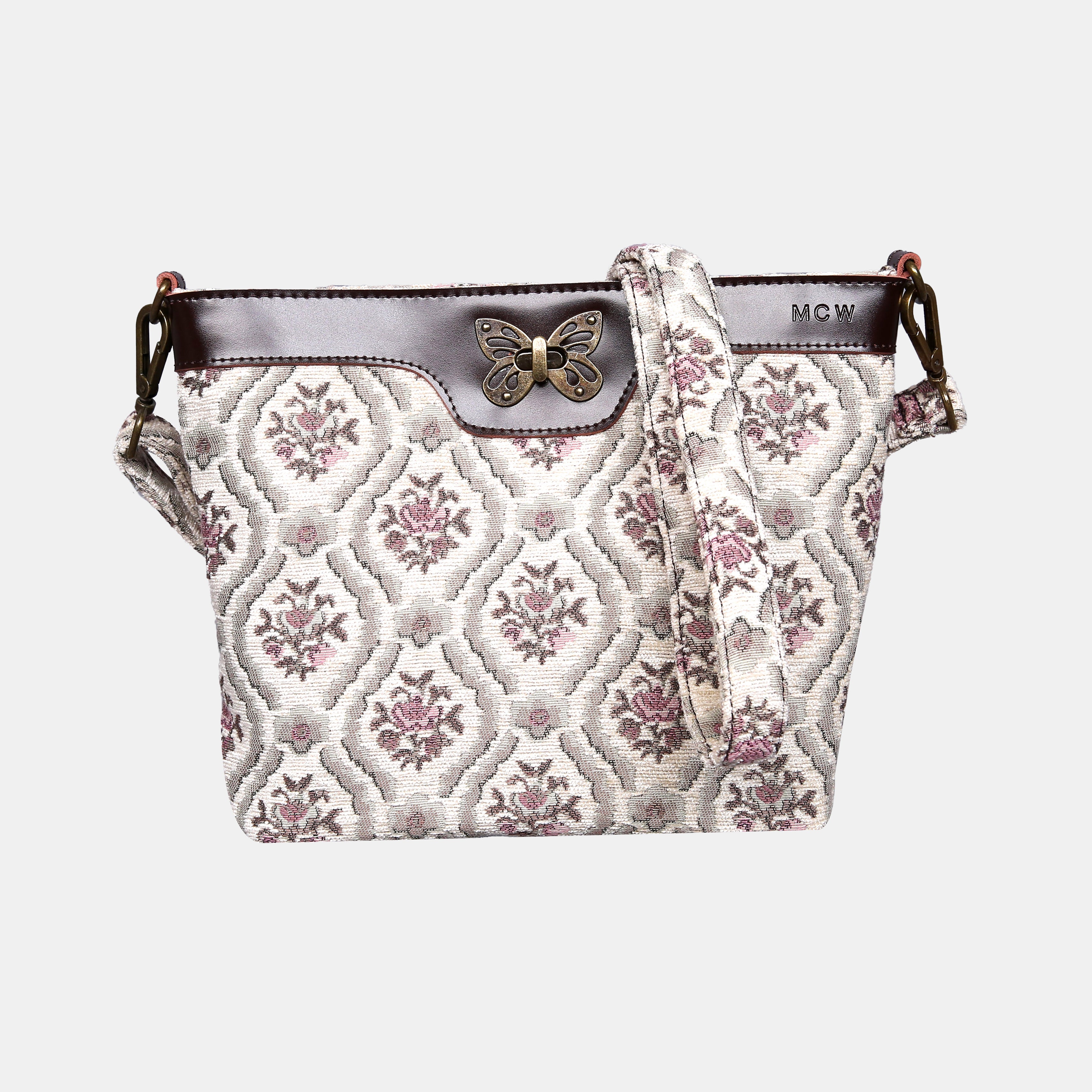 Traditional Cream Carpet Crossbody Bag carpet bag MCW Handmade of America main