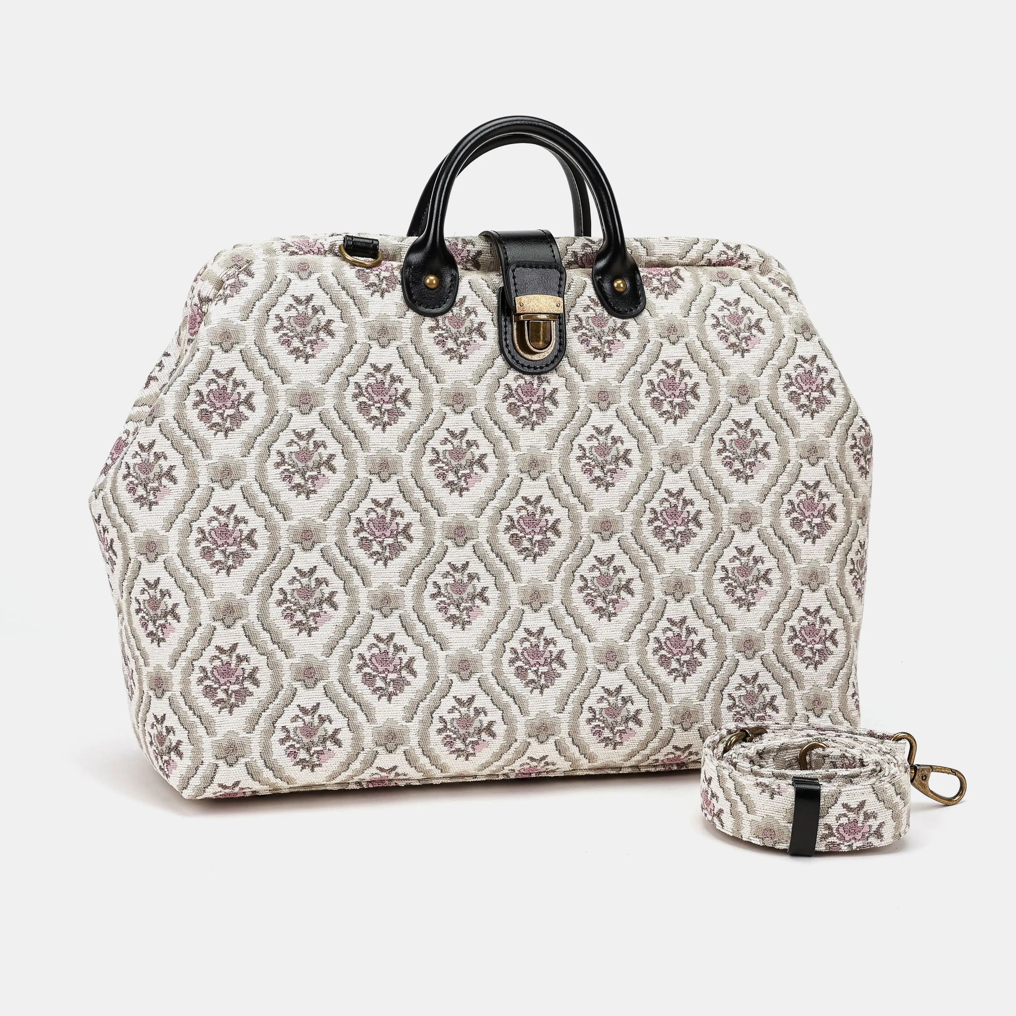 Traditional Cream Laptop Work Bag Carpetbag of America with strap
