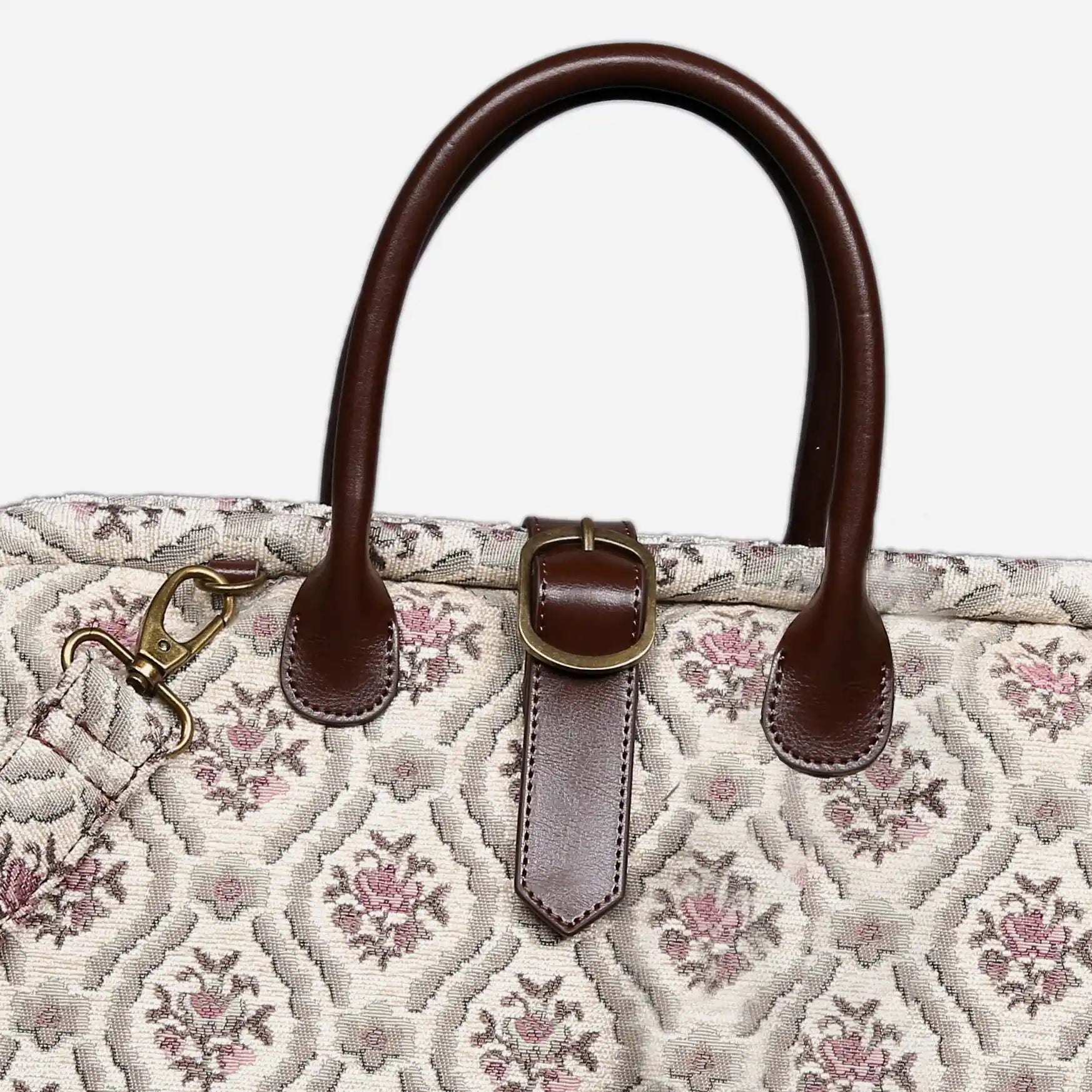 Traditional Cream Mary Poppins Weekender Carpetbag of America buckle