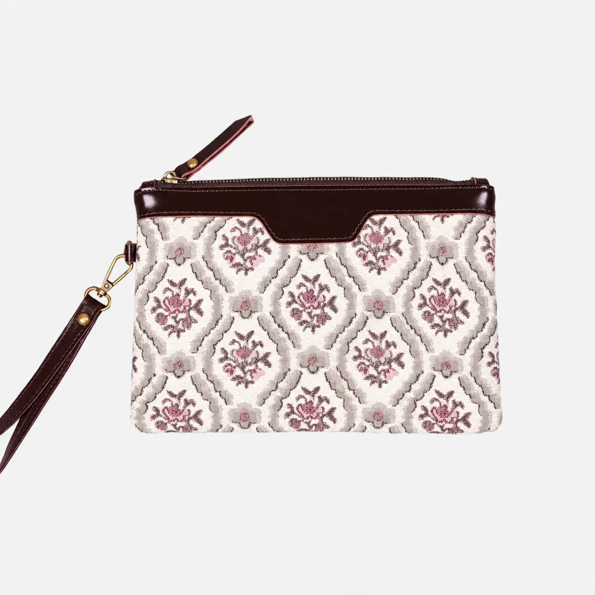 Traditional Cream Wristlet Clutch carpet bag MCW Handmade main