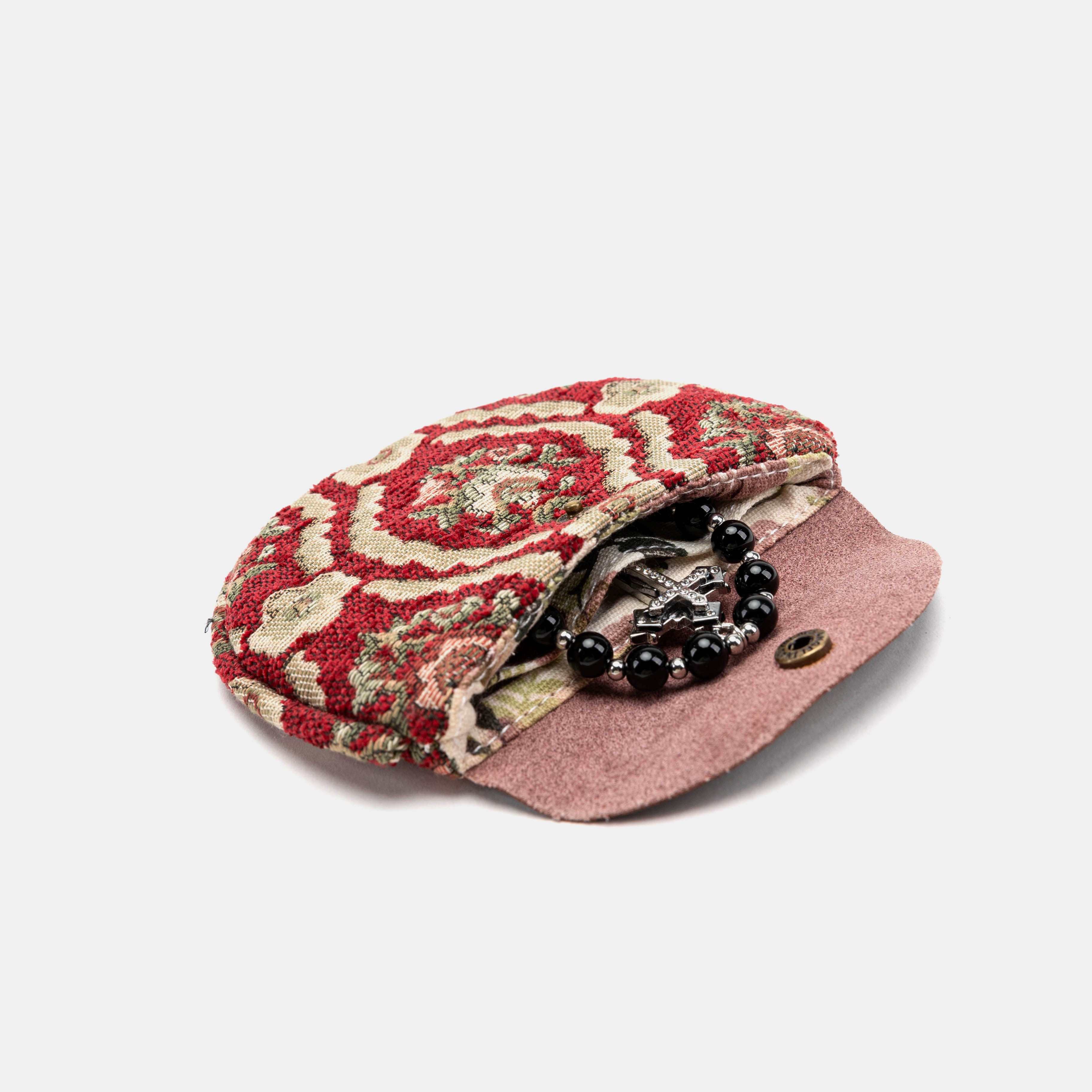 Traditional Pattern Series Rosary Bag Carpetbag of America red open forward-5