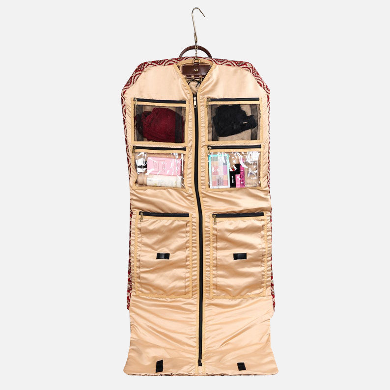 Traditional Red Carpet Garment Bag carpet bag of America in use